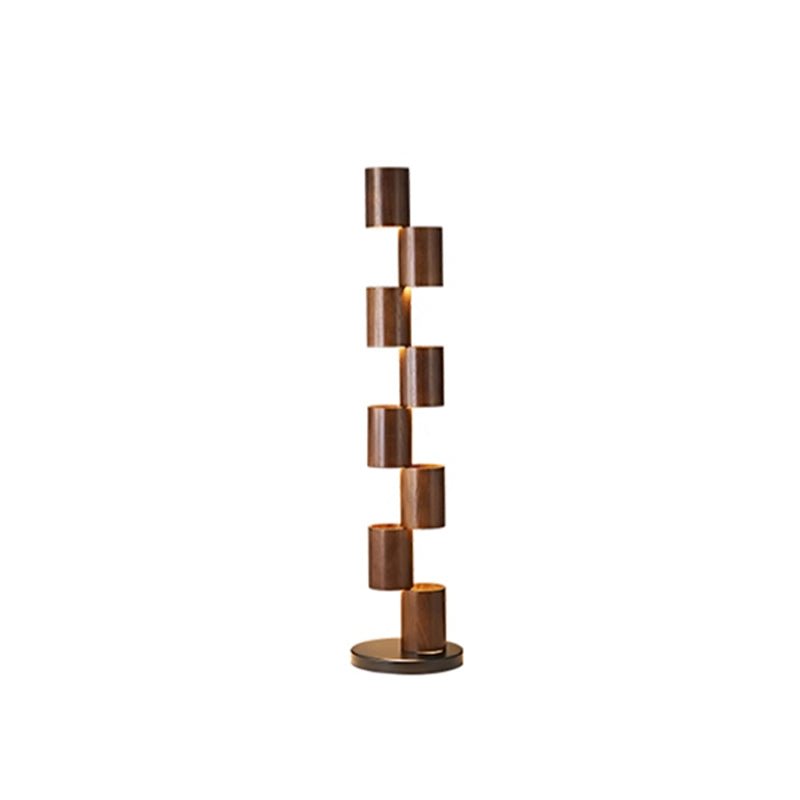 Aris Stacked Wood Tower Floor Lamp-Neutral Decor