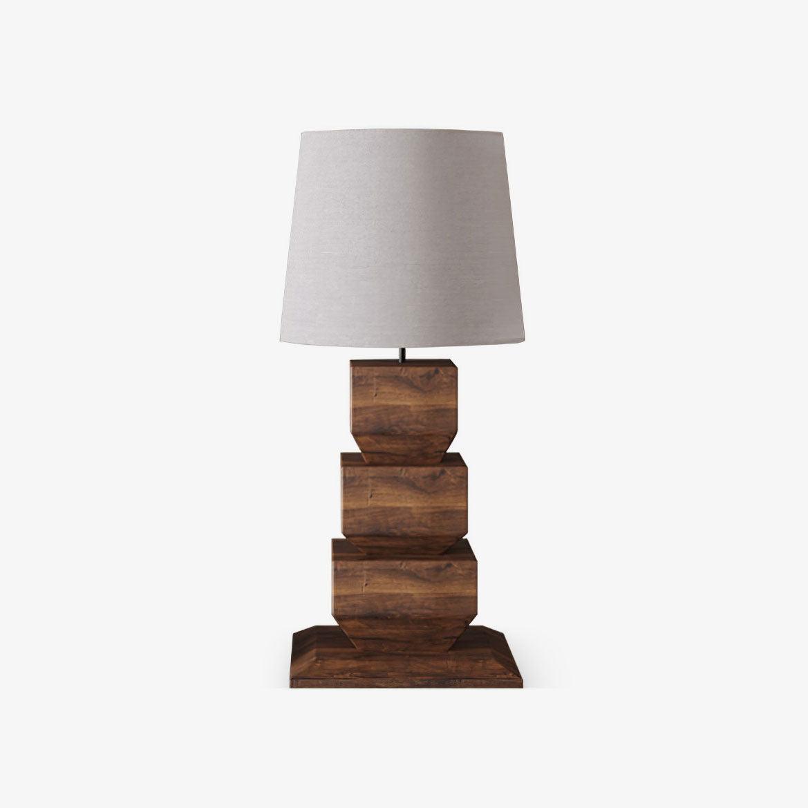 Saev Stacked Wooden Table Lamp-Neutral Decor