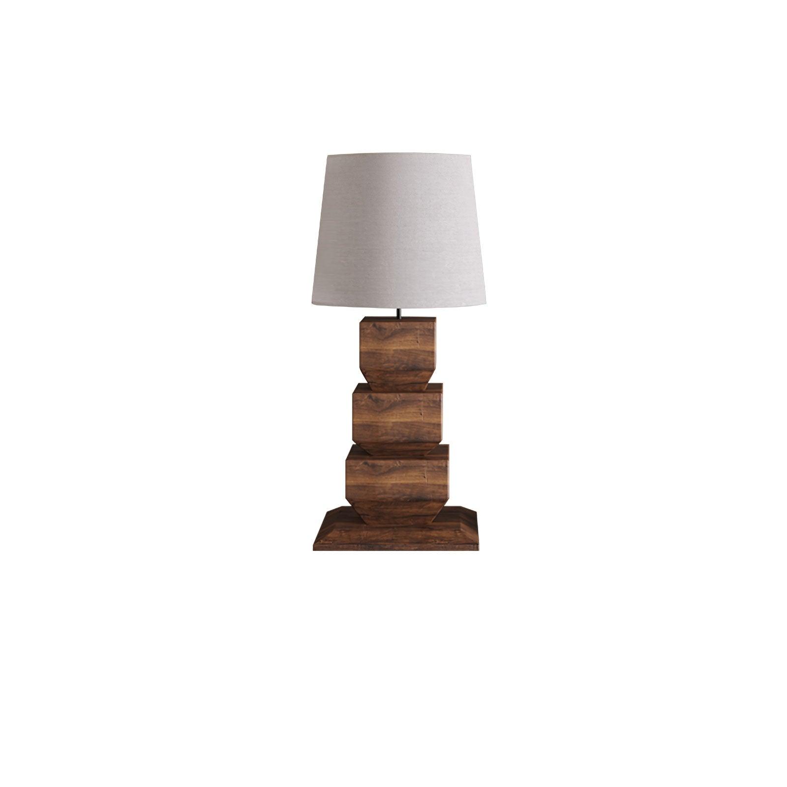 Saev Stacked Wooden Table Lamp-Neutral Decor