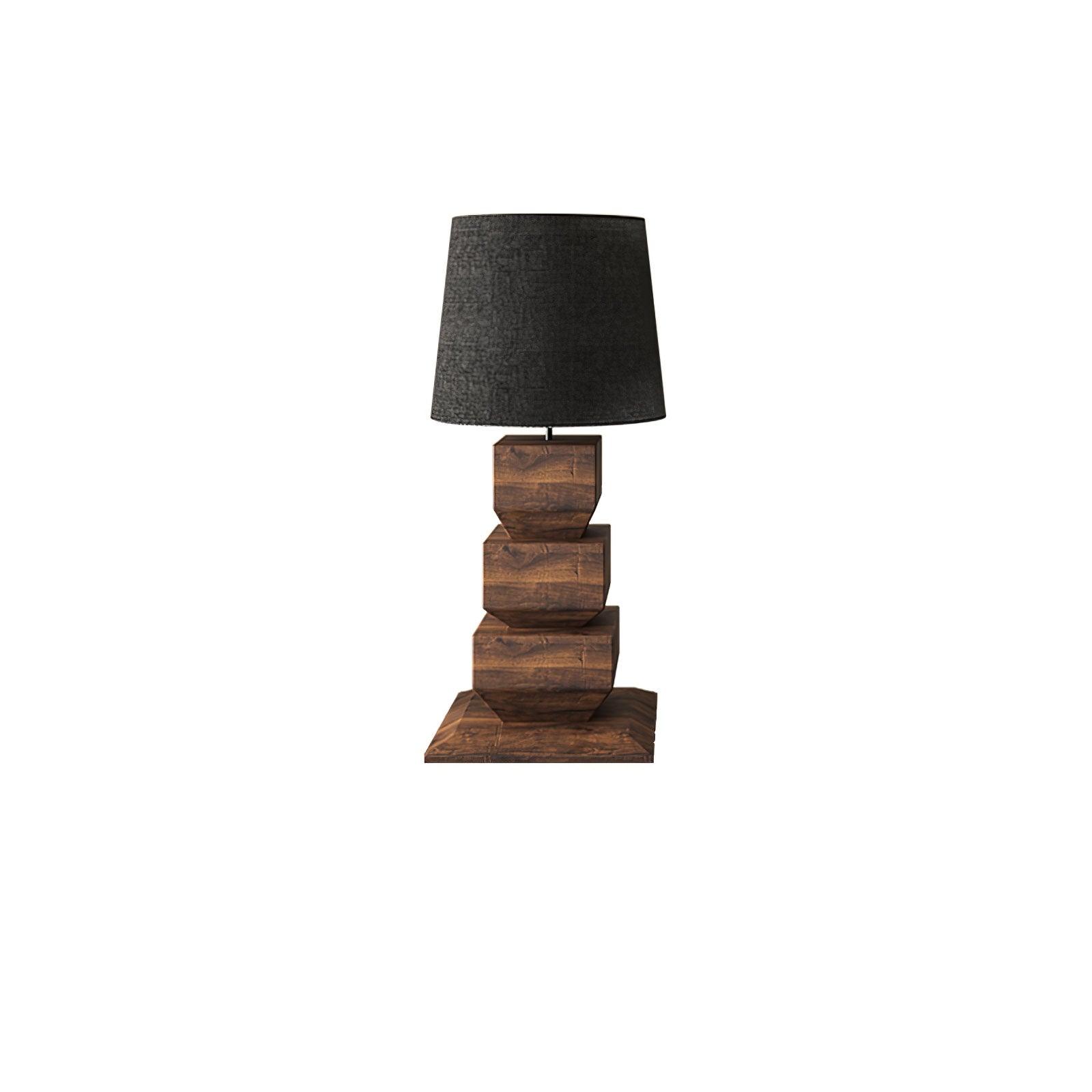Saev Stacked Wooden Table Lamp-Neutral Decor