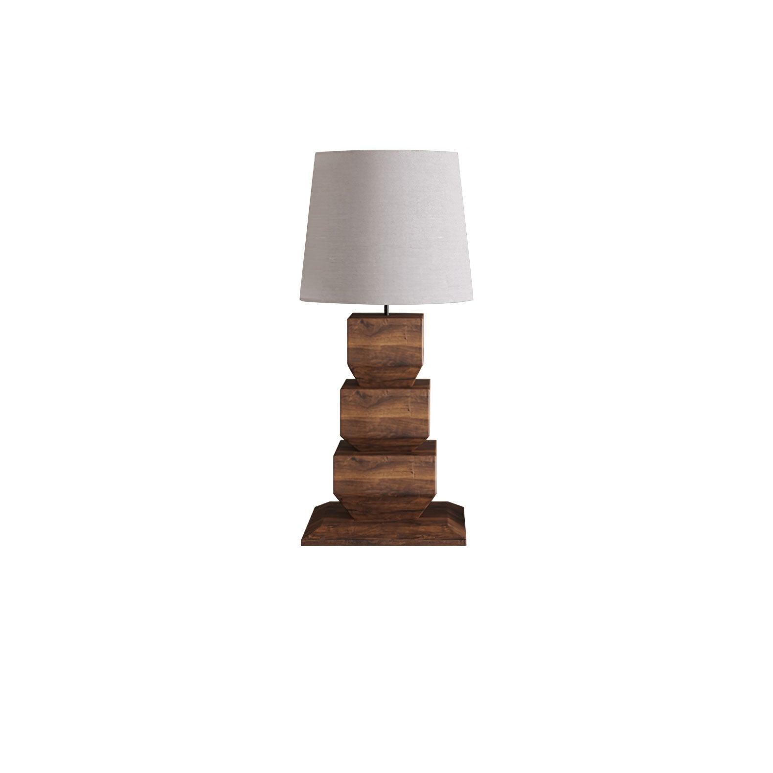 Saev Stacked Wooden Table Lamp-Neutral Decor