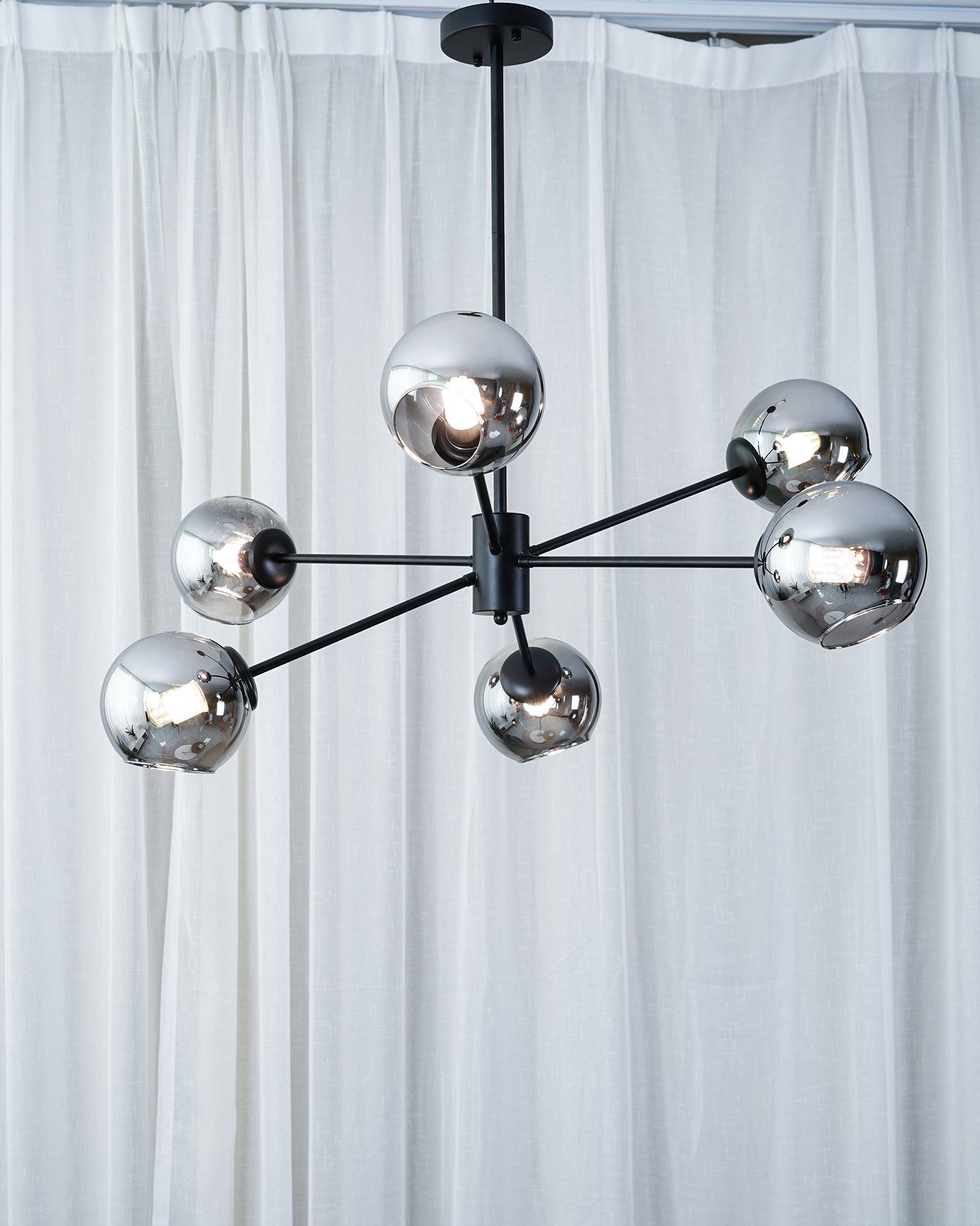 Aristin Chandelier Staggered Glass 6-Light-Neutral Decor