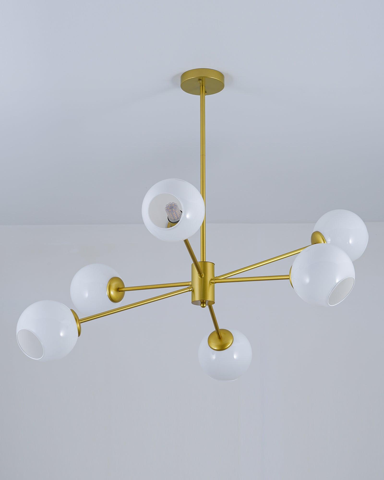 Aristin Chandelier Staggered Glass 6-Light-Neutral Decor