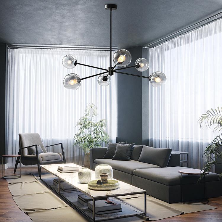 Aristin Chandelier Staggered Glass 6-Light-Neutral Decor
