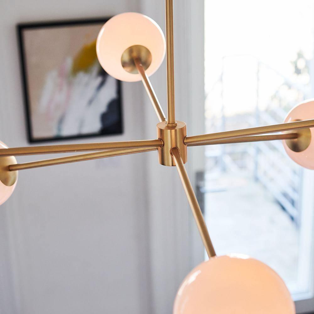 Aristin Chandelier Staggered Glass 6-Light-Neutral Decor