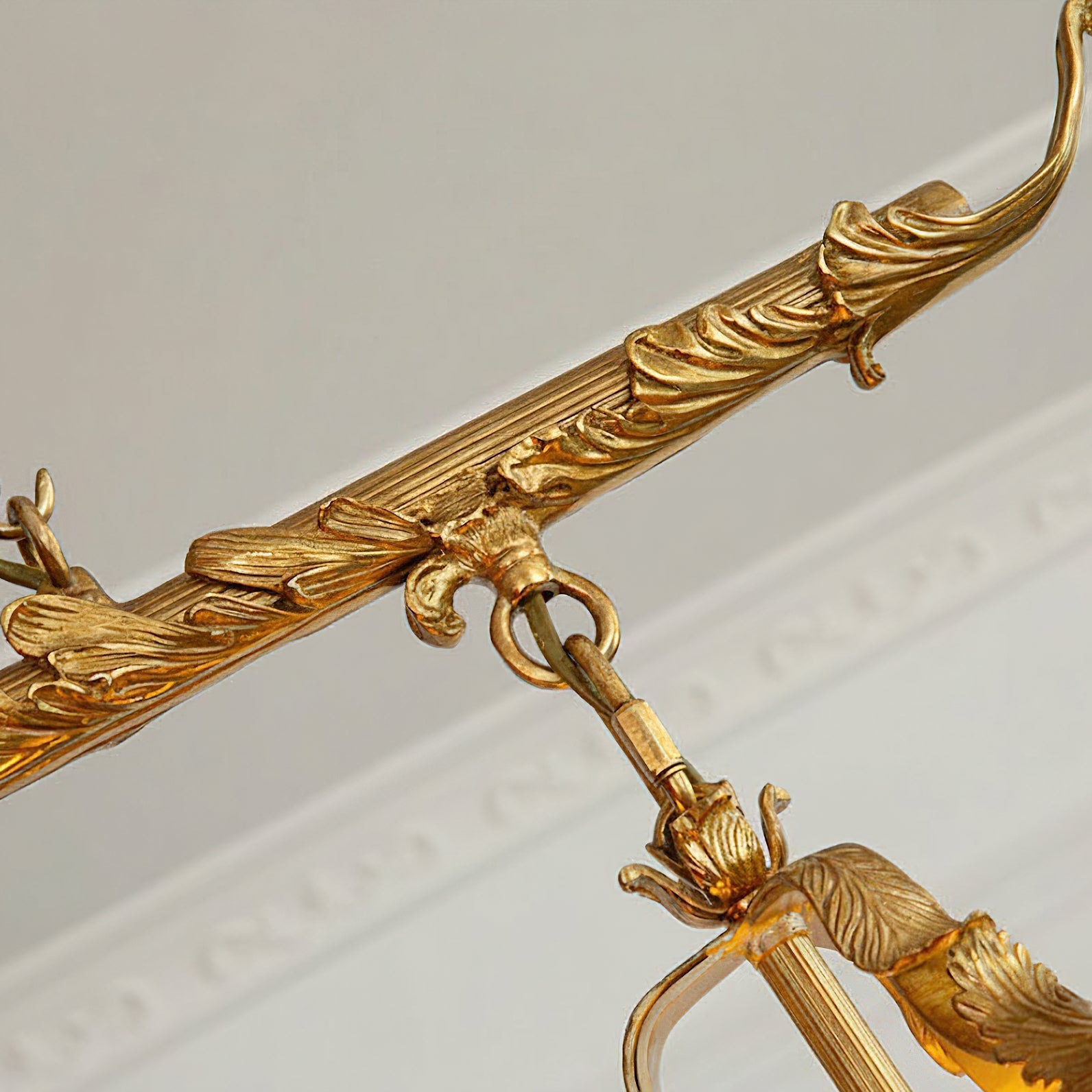 A final detail shot of the brass and crystal combination.