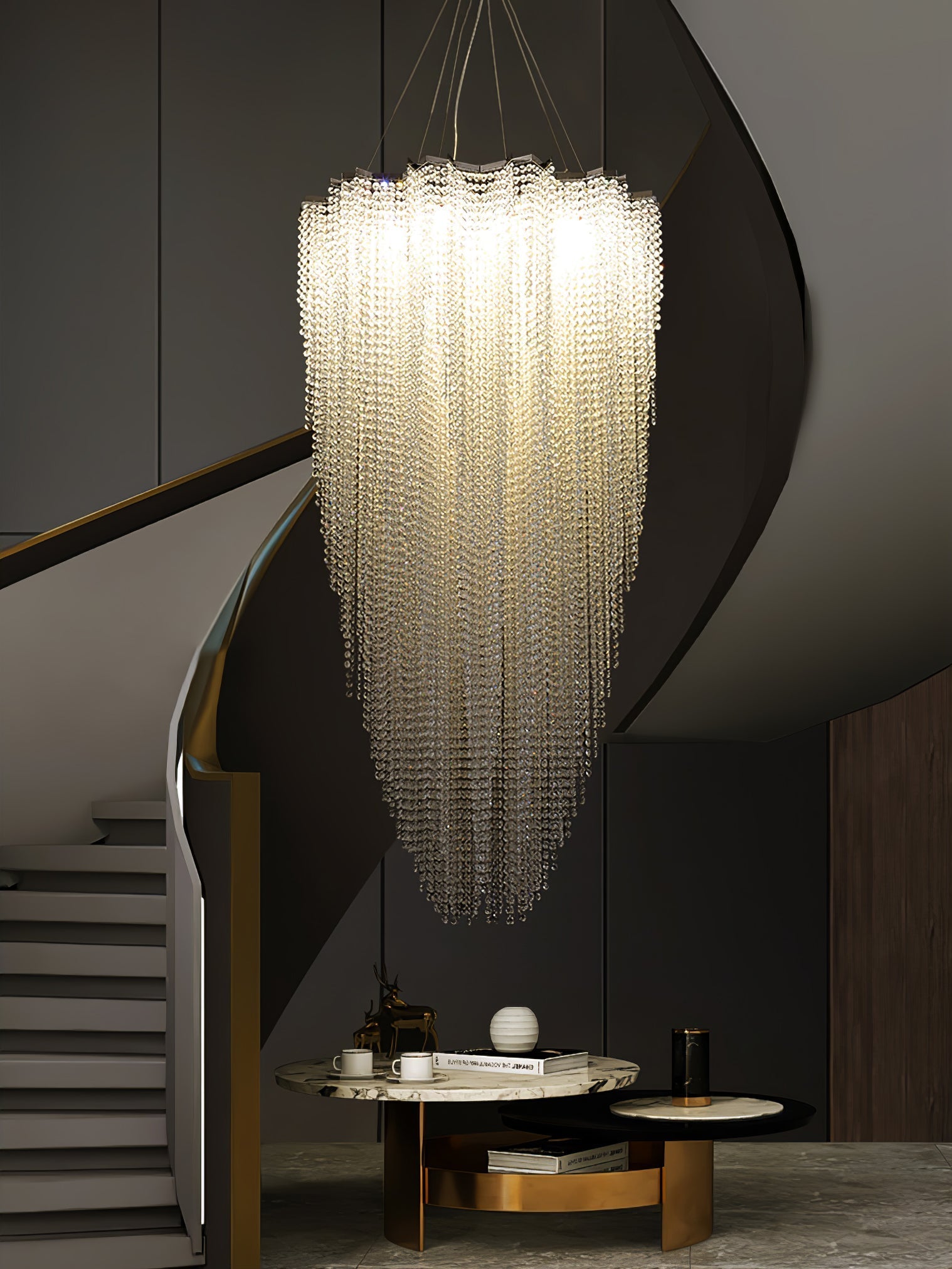 Zashayra Crystal Column Chandelier-Neutral Decor