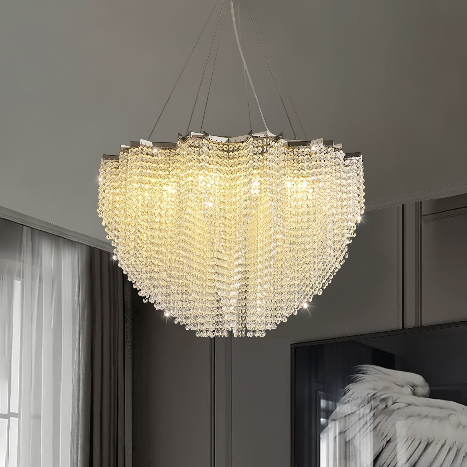 Zashayra Crystal Column Chandelier-Neutral Decor