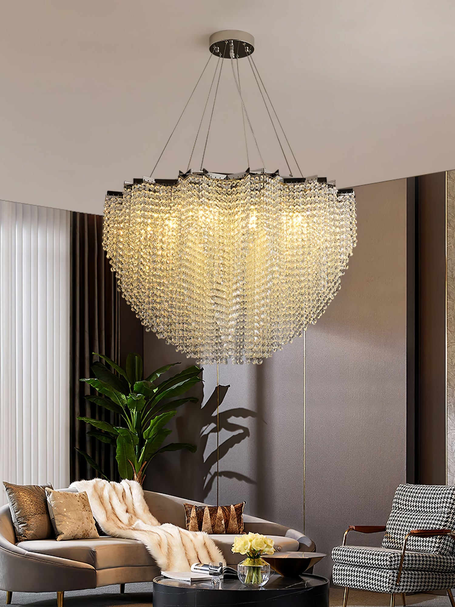 Zashayra Crystal Column Chandelier-Neutral Decor