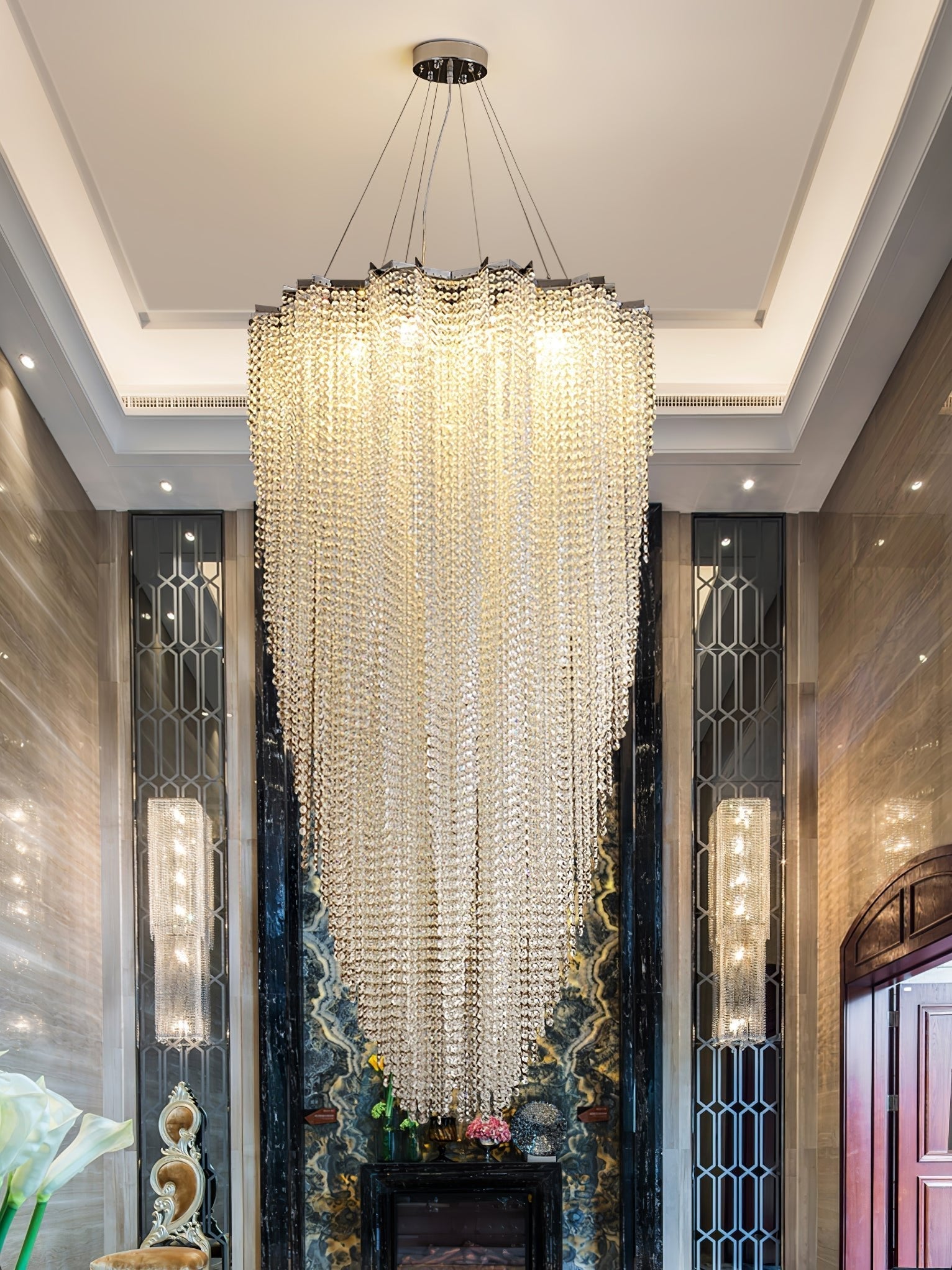 Zashayra Crystal Column Chandelier-Neutral Decor