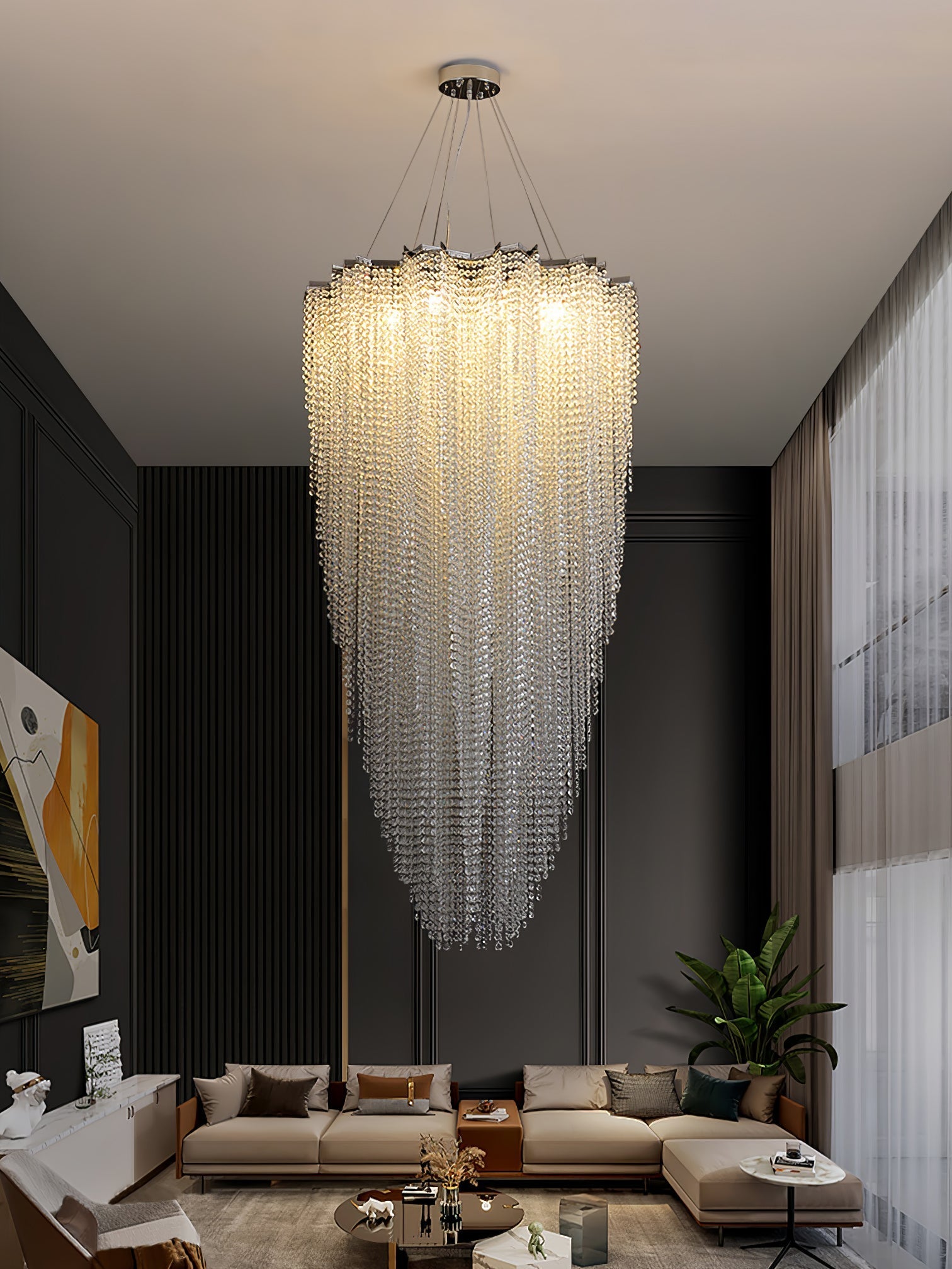 Zashayra Crystal Column Chandelier-Neutral Decor