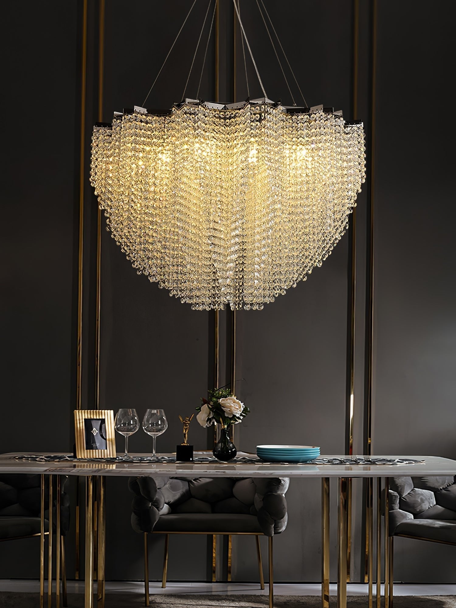 Zashayra Crystal Column Chandelier-Neutral Decor