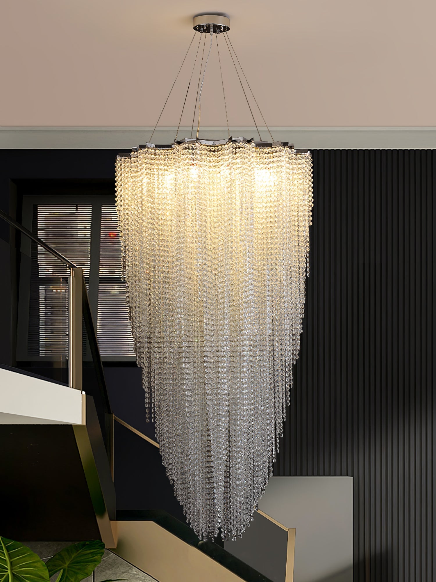 Zashayra Crystal Column Chandelier-Neutral Decor
