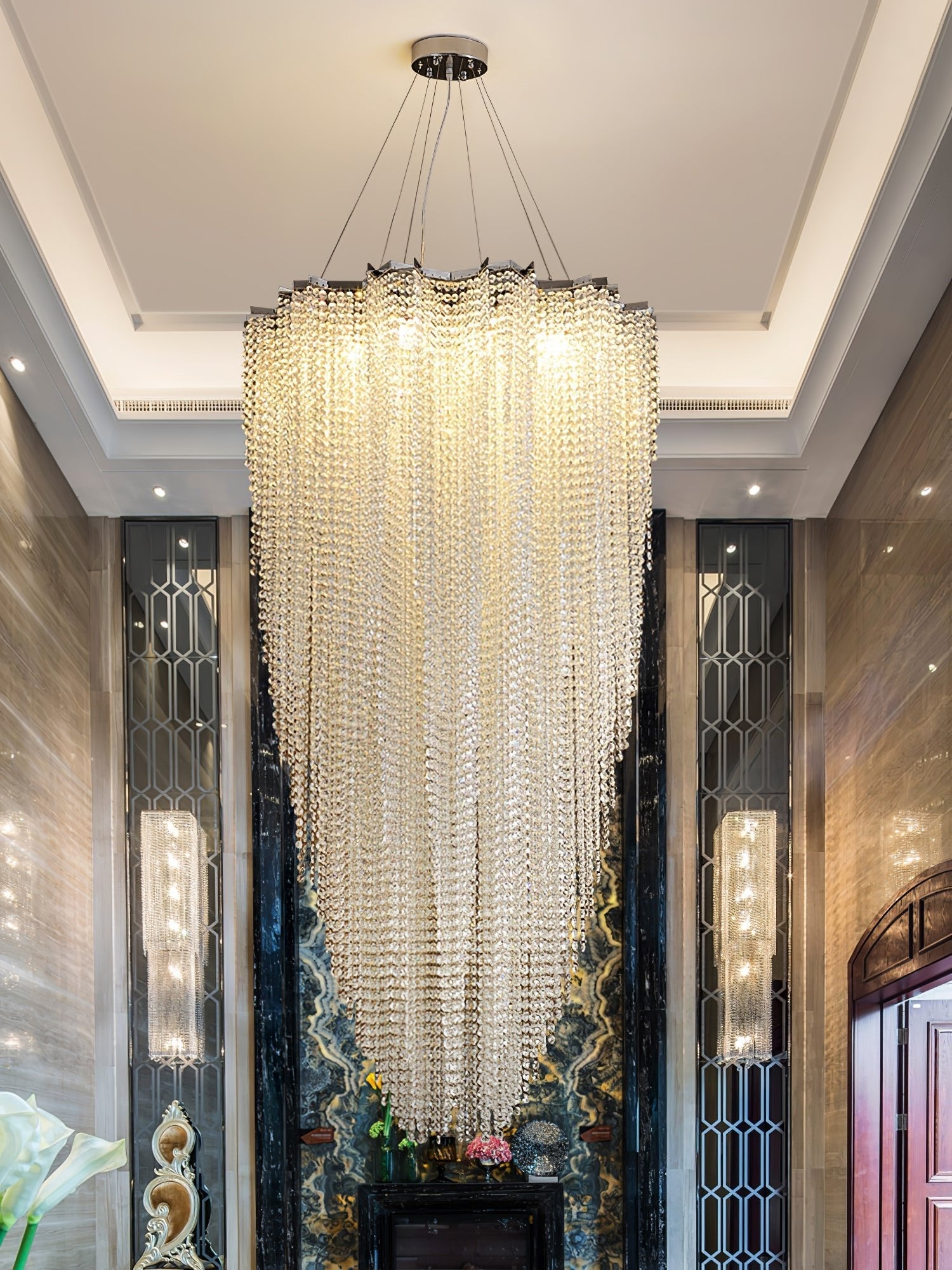 Zashayra Crystal Column Chandelier-Neutral Decor