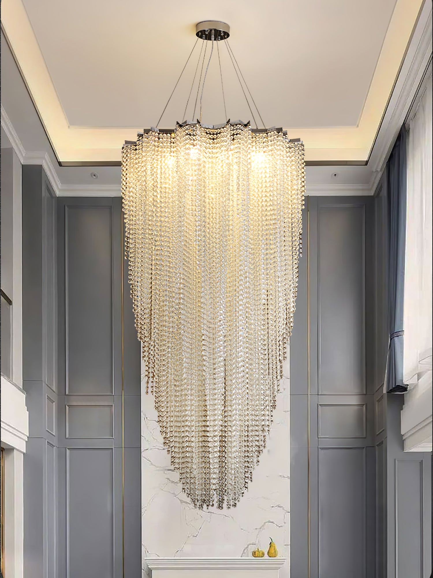 Zashayra Crystal Column Chandelier-Neutral Decor