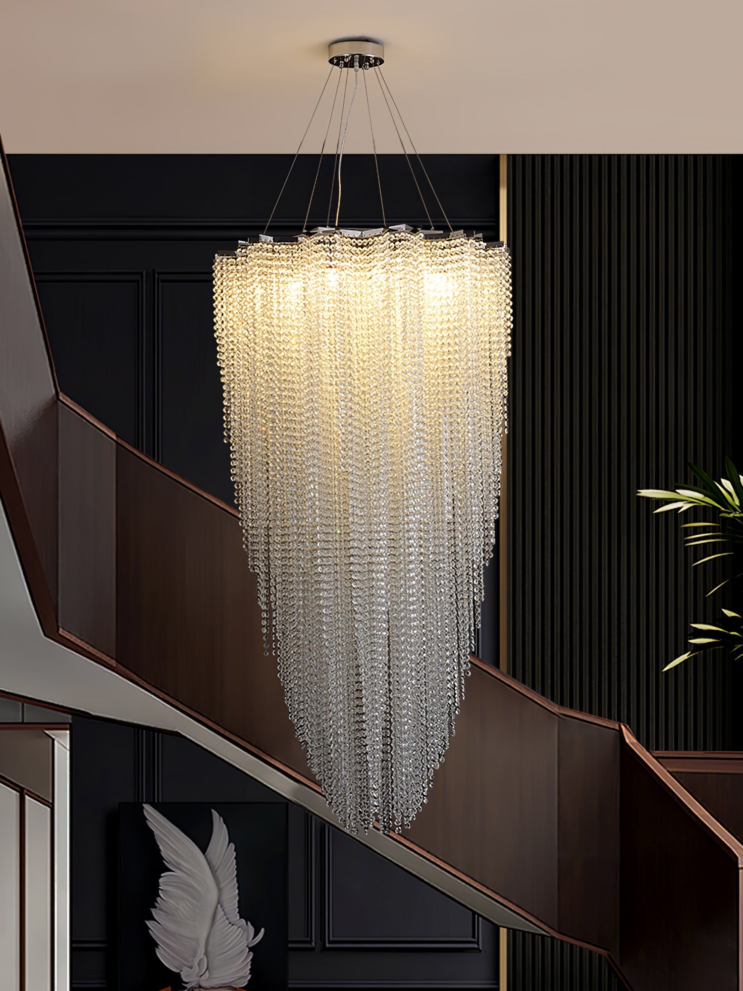 Zashayra Crystal Column Chandelier-Neutral Decor