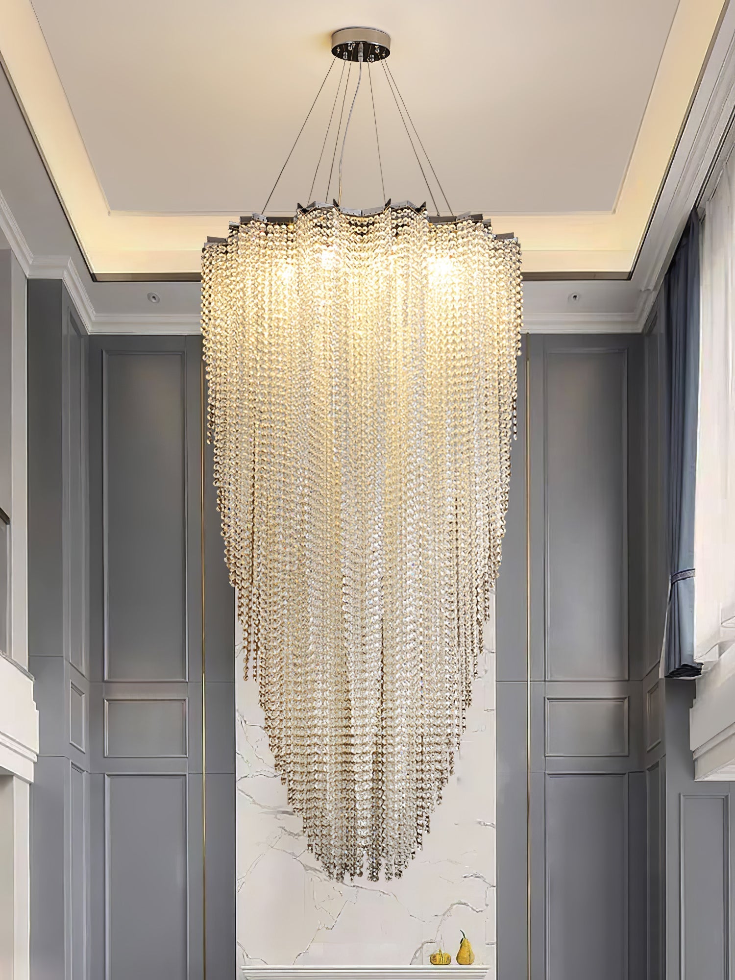Zashayra Crystal Column Chandelier-Neutral Decor