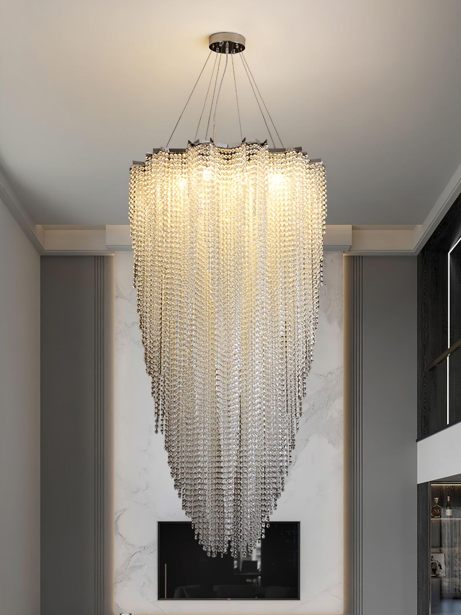 Zashayra Crystal Column Chandelier-Neutral Decor