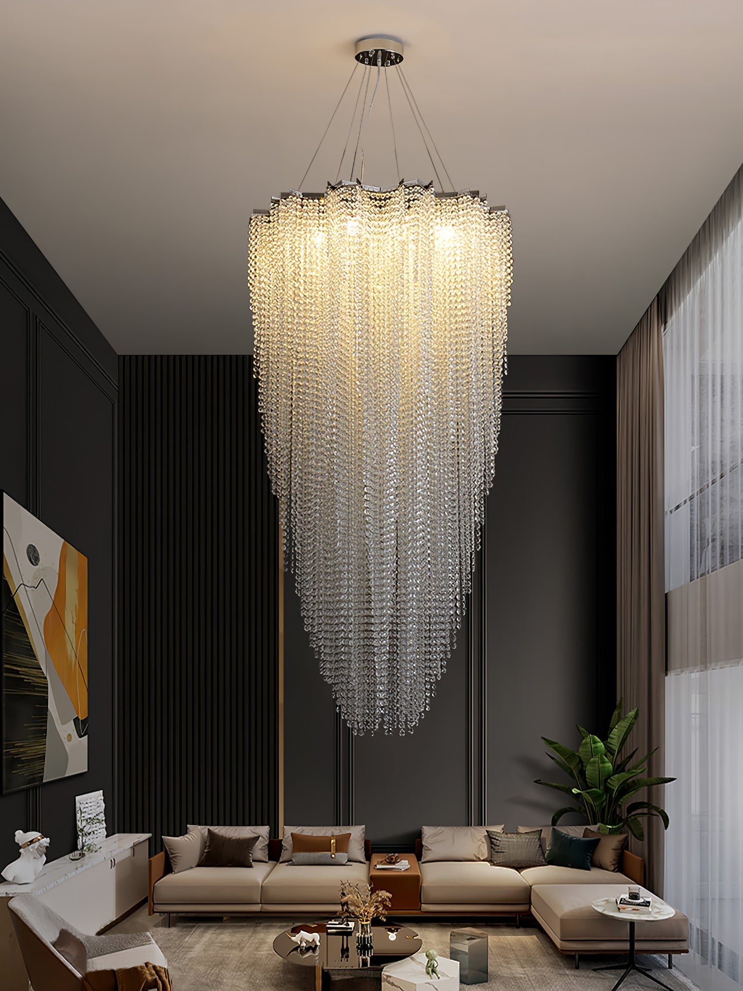 Zashayra Crystal Column Chandelier-Neutral Decor