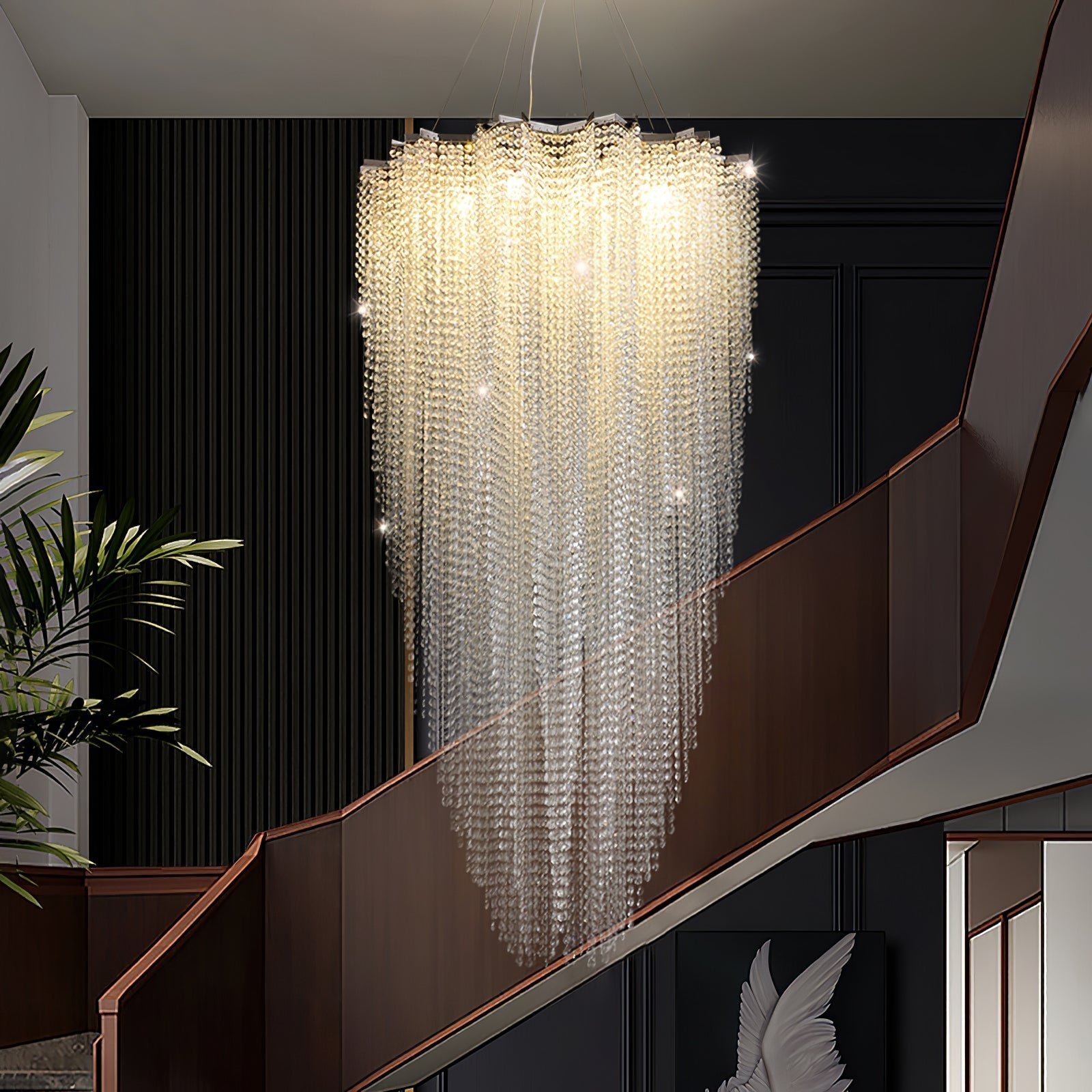 Zashayra Crystal Column Chandelier-Neutral Decor
