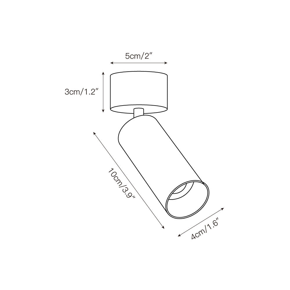 Stanly Ceiling Spotlight Lamp in nickel finish, side profile.