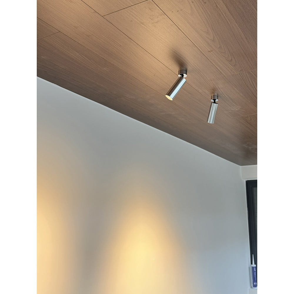 Stanly Ceiling Spotlight Lamp in gold, casting a focused beam of light.