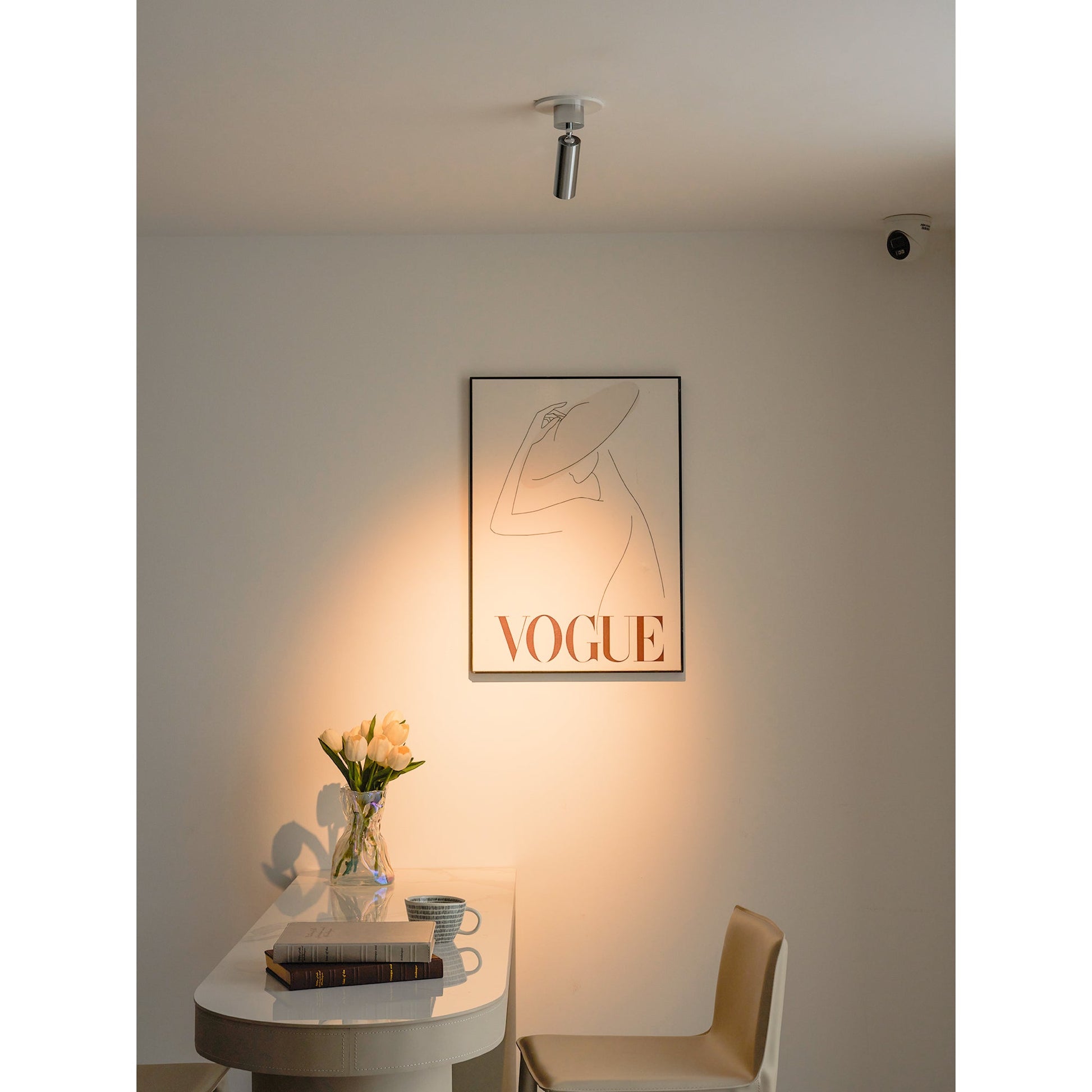 Stanly Ceiling Spotlight Lamp in gray, mounted on a dark ceiling.