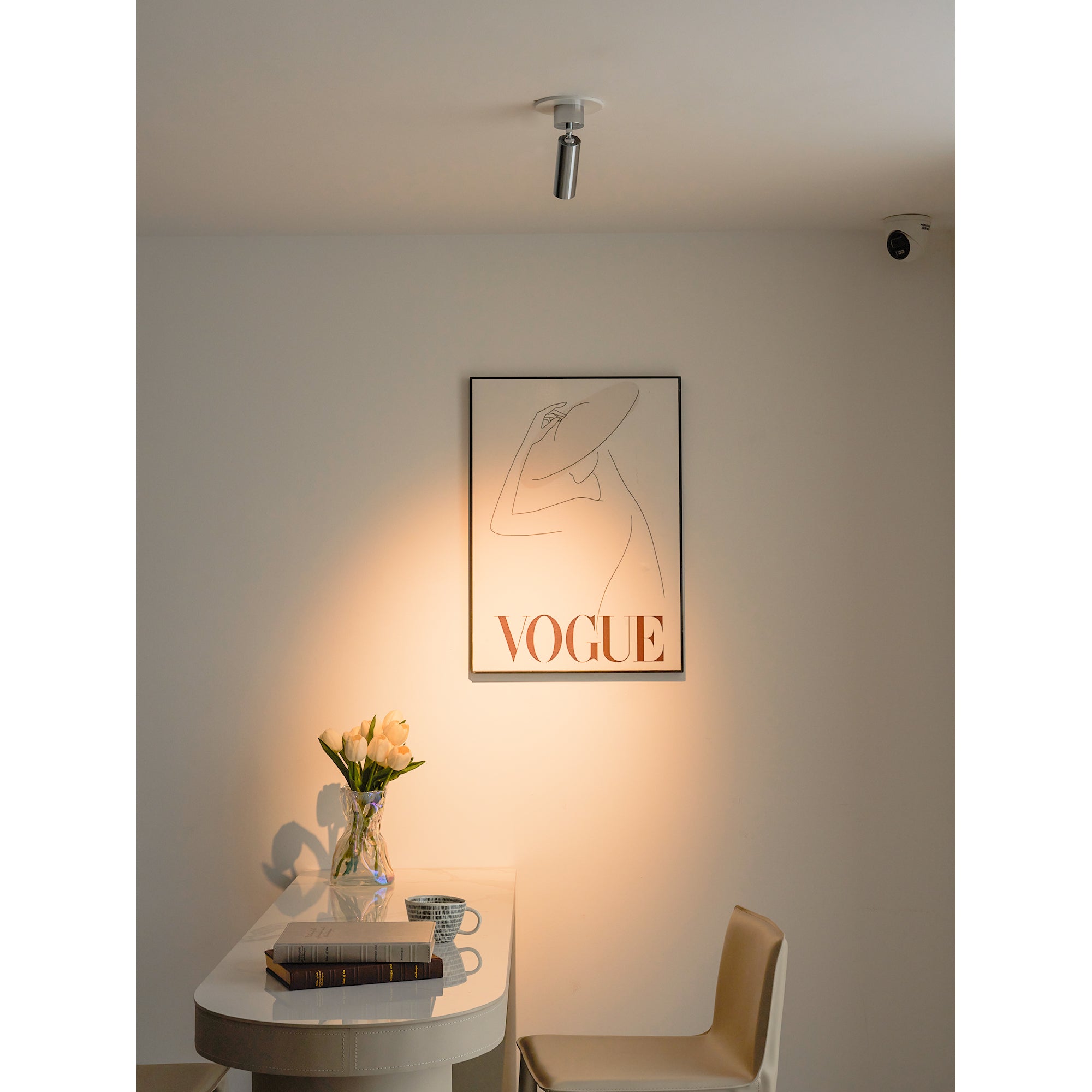 Stanly Ceiling Spotlight Lamp in gray, mounted on a dark ceiling.