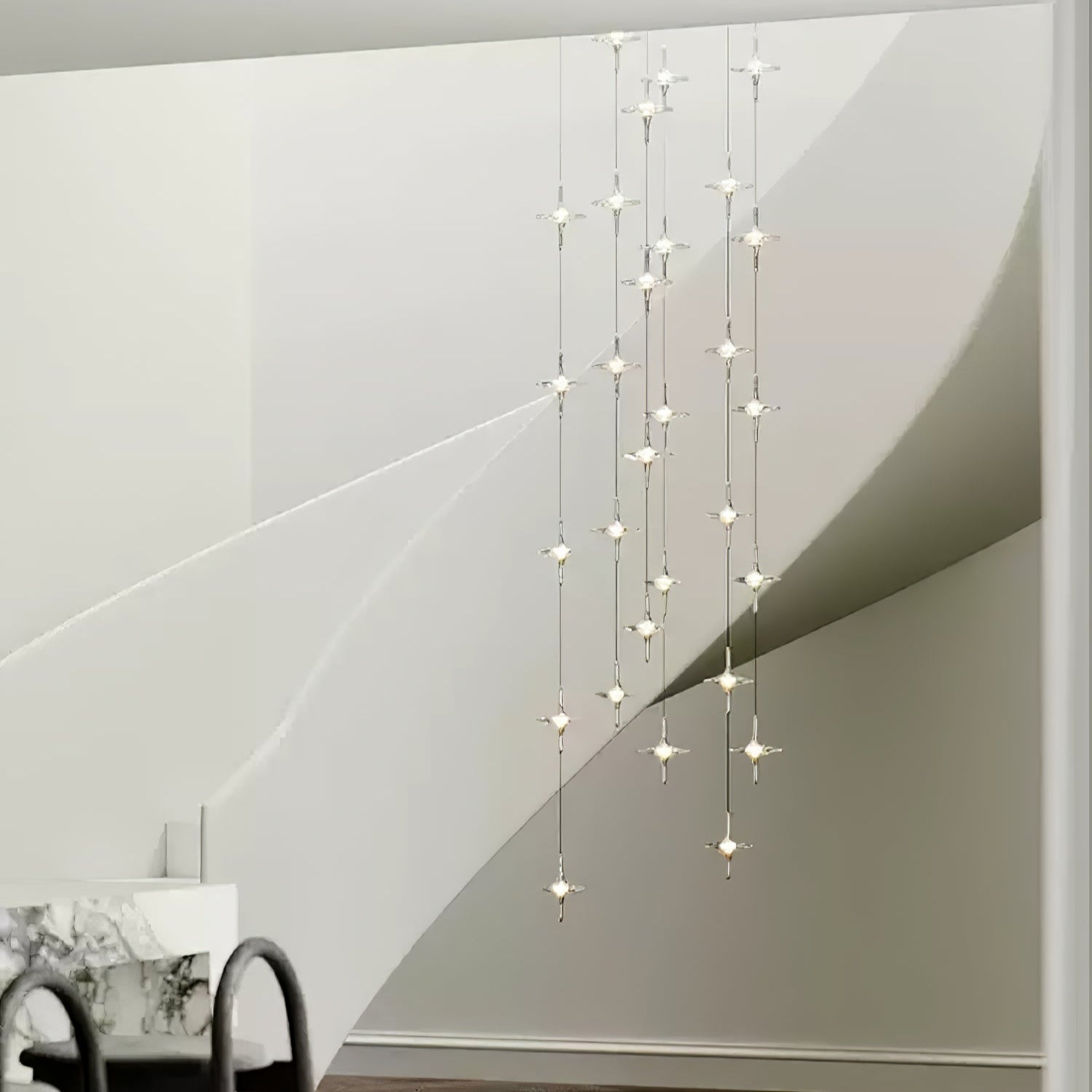 Starfall Staircase Chandelier-Neutral Decor