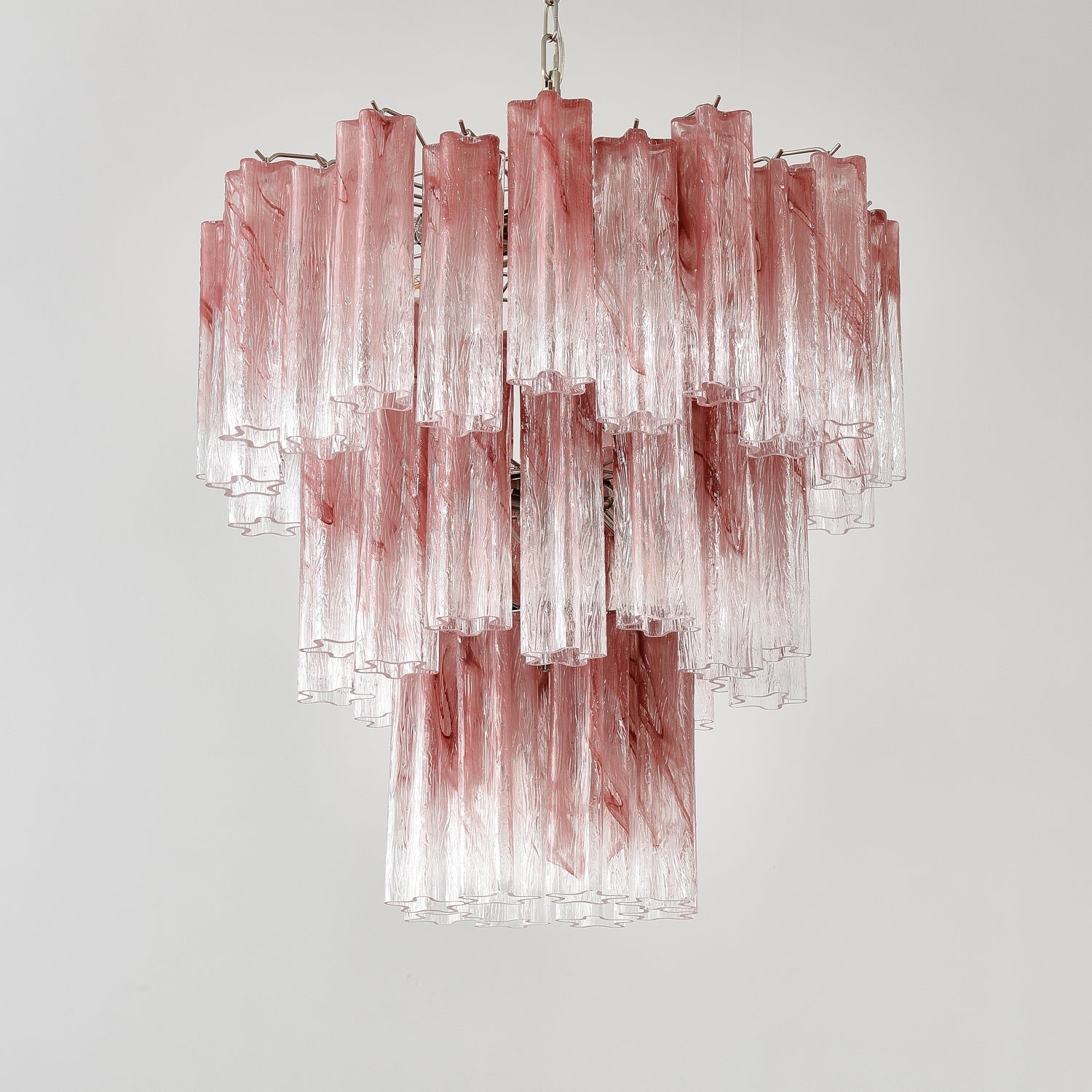 Aurora Chandelier Pink Glass Tubes Layered Modern-Neutral Decor