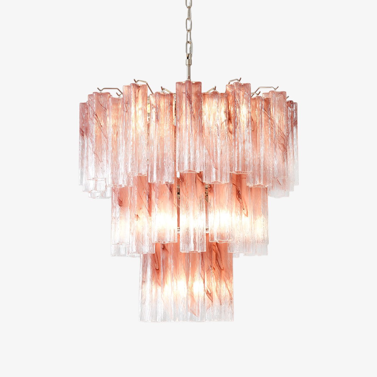 Aurora Chandelier Pink Glass Tubes Layered Modern-Neutral Decor