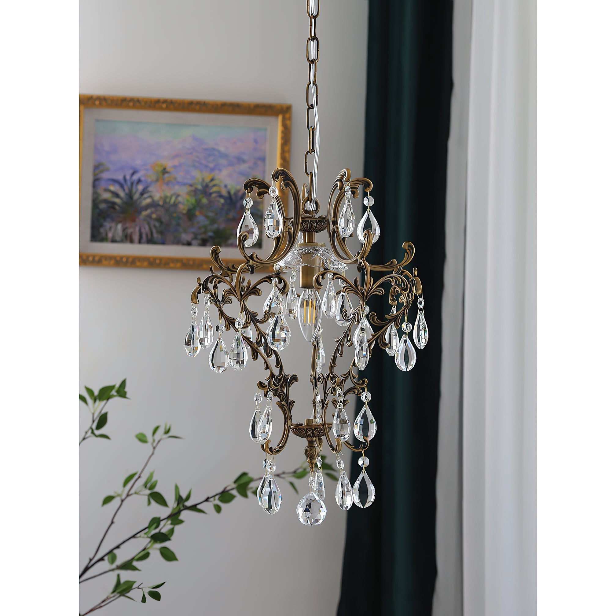 Lifestyle image featuring the Stars Tears Chandelier over a dining area.