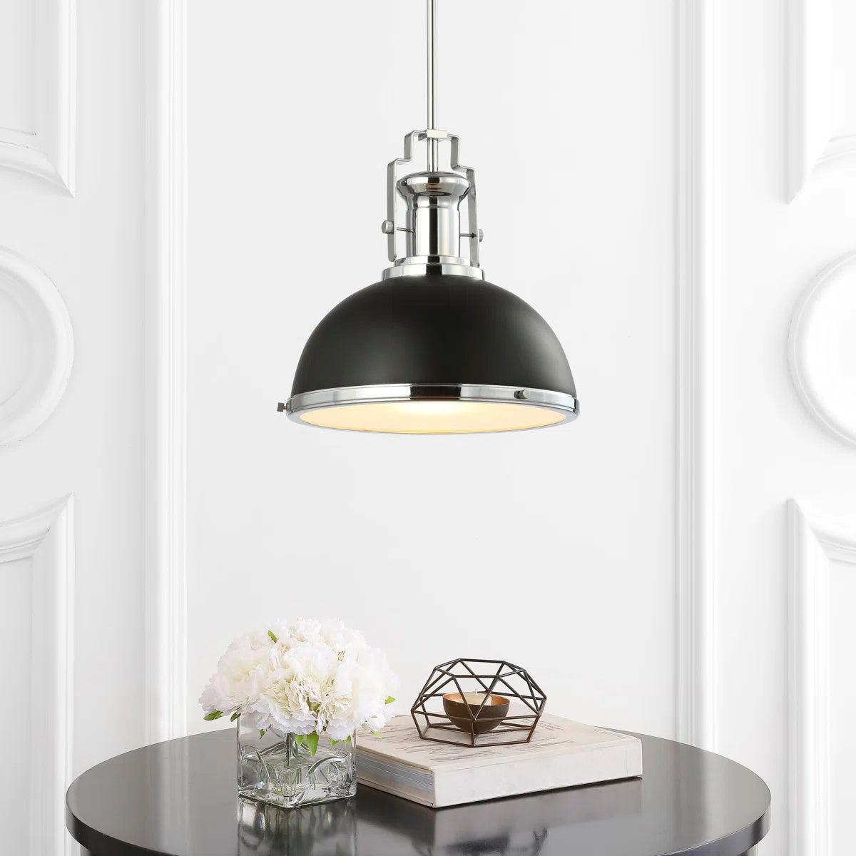 Detail shot of the matte black Staub Pendant Lamp.