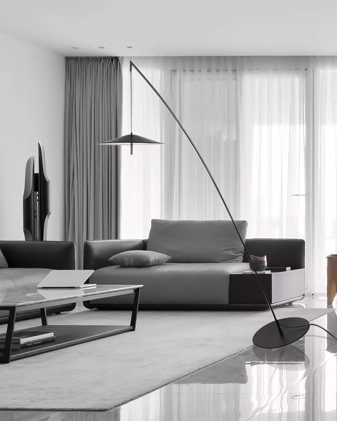 Arcana Black Minimalist Floor Lamp-Neutral Decor