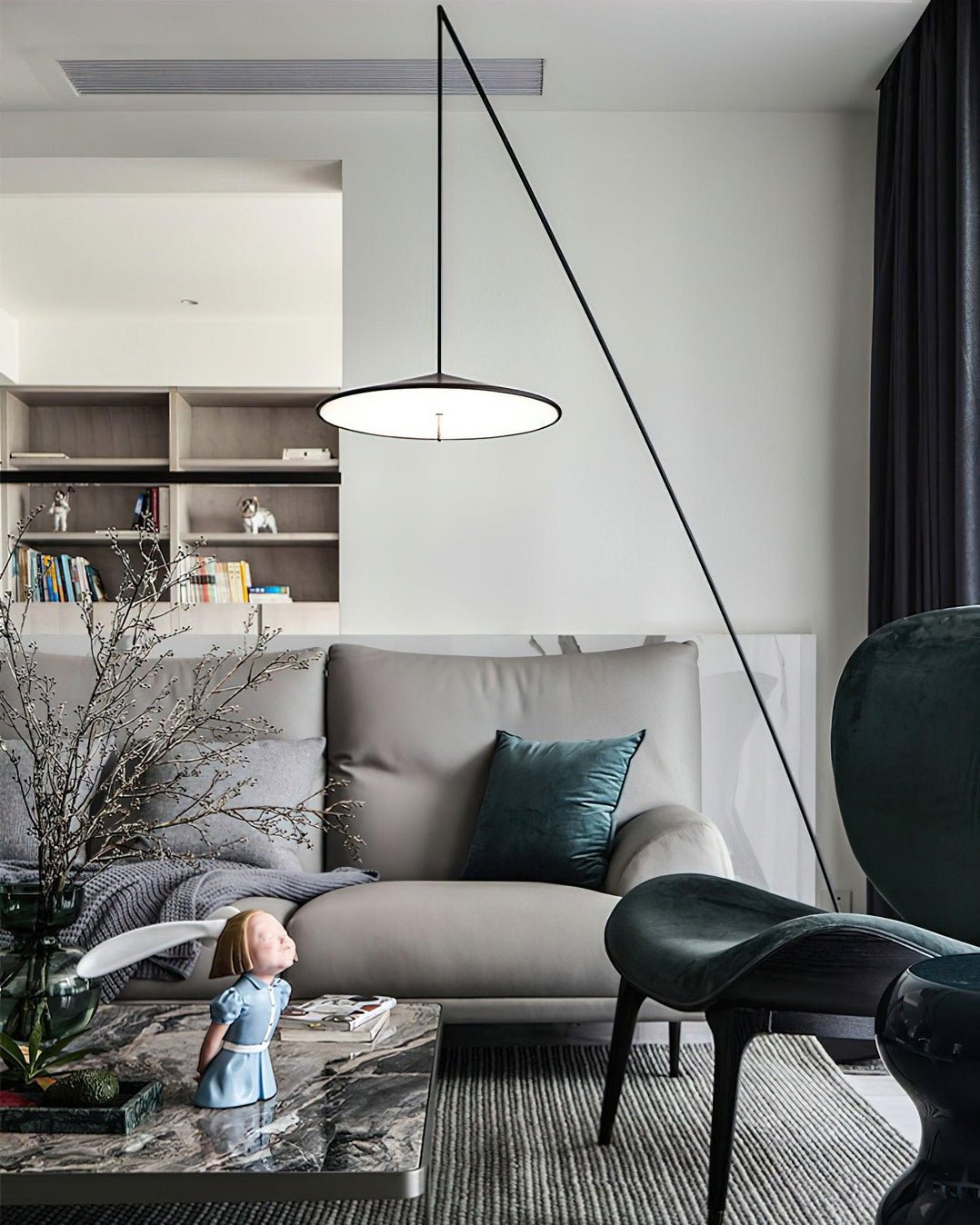 Arcana Black Minimalist Floor Lamp-Neutral Decor