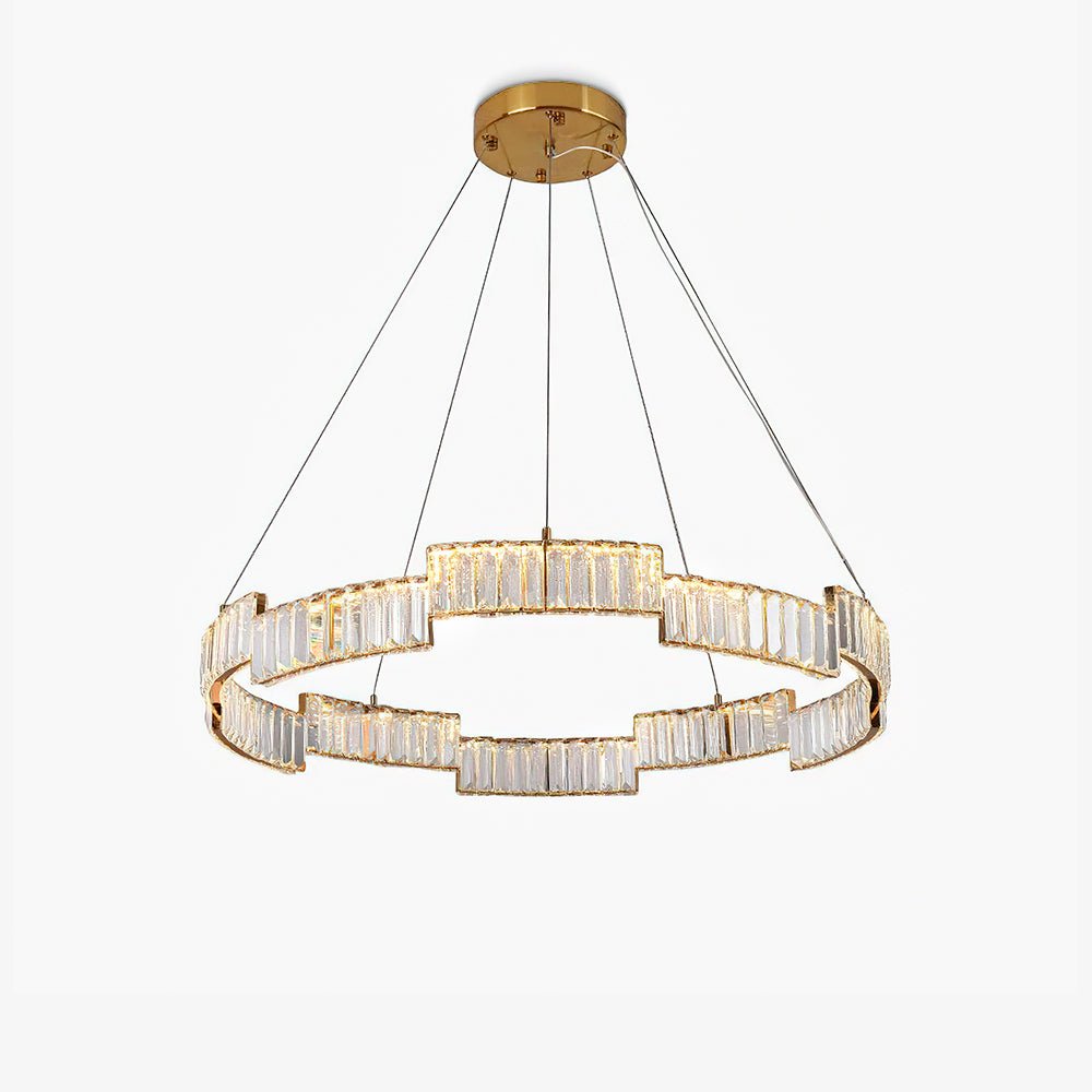 Lustra Chandelier Crystal with Gold Frame-Neutral Decor