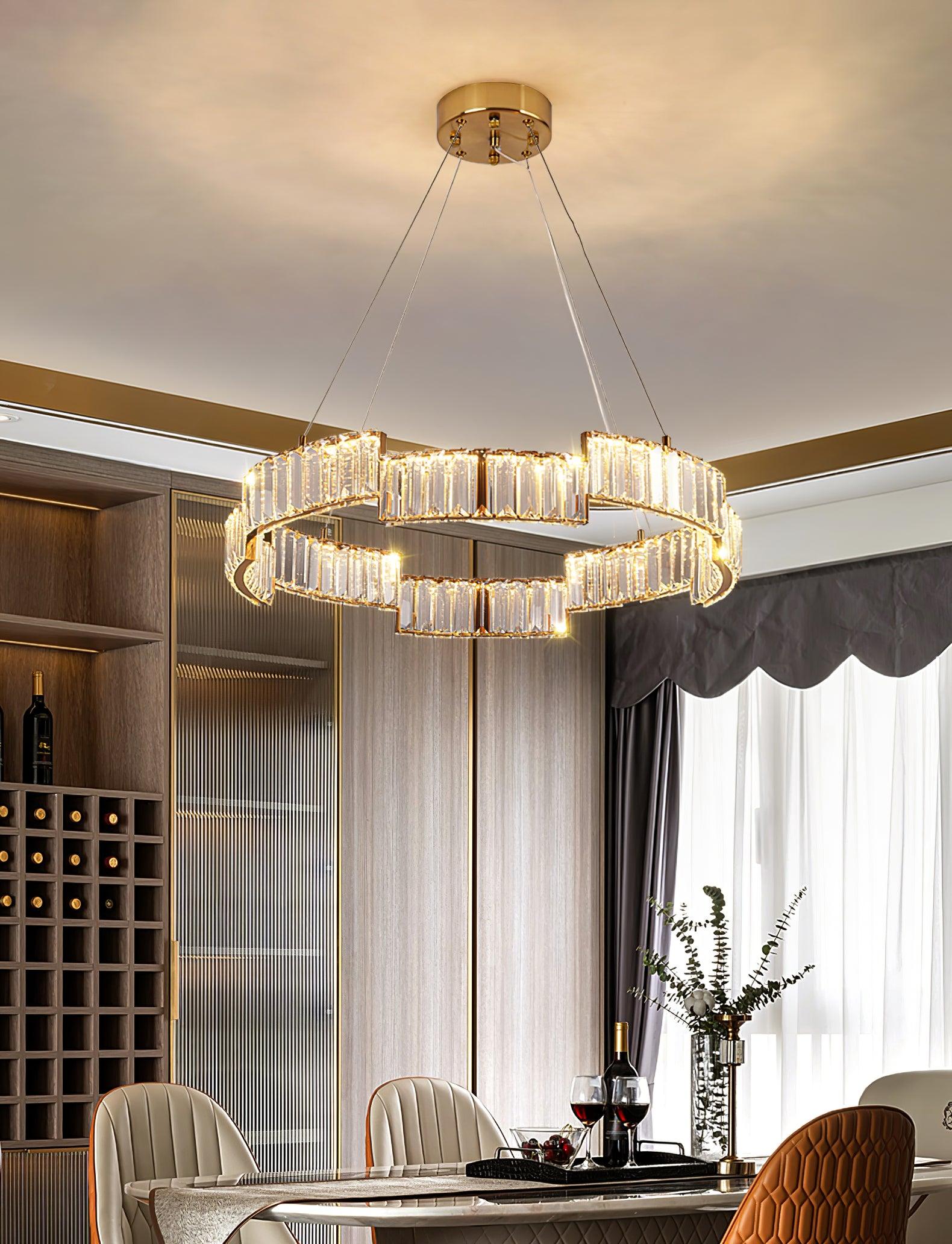 Lustra Chandelier Crystal with Gold Frame-Neutral Decor