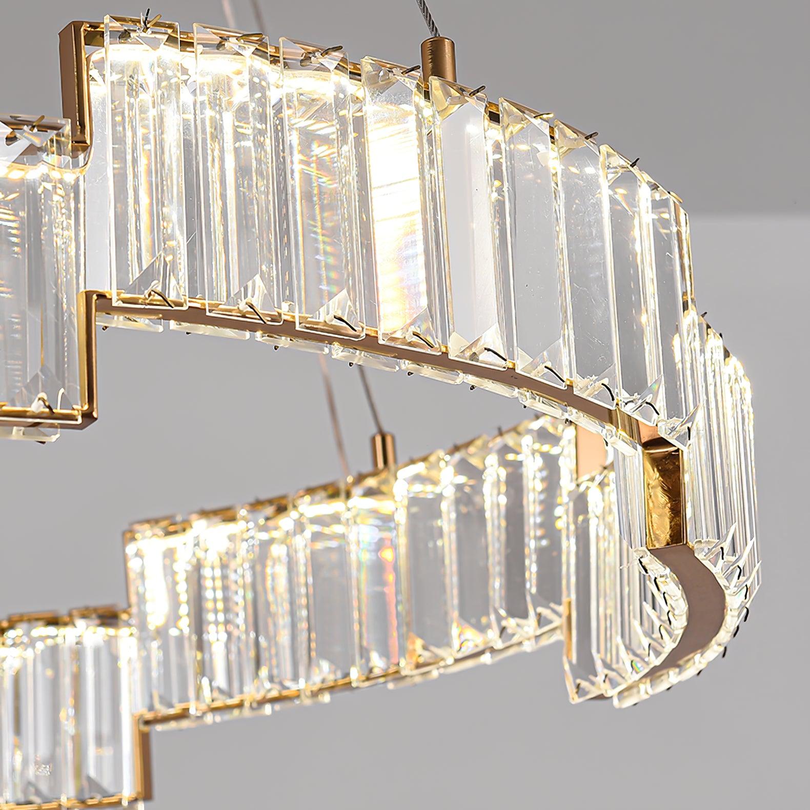 Lustra Chandelier Crystal with Gold Frame-Neutral Decor