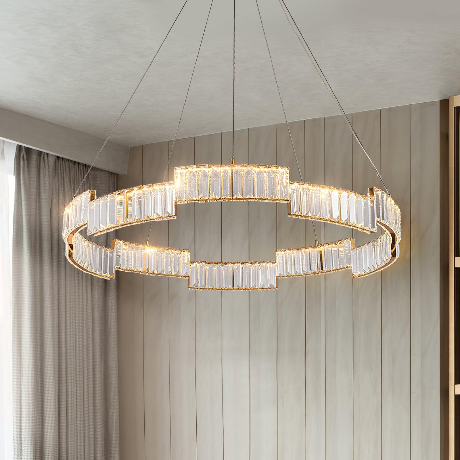 Lustra Chandelier Crystal with Gold Frame-Neutral Decor
