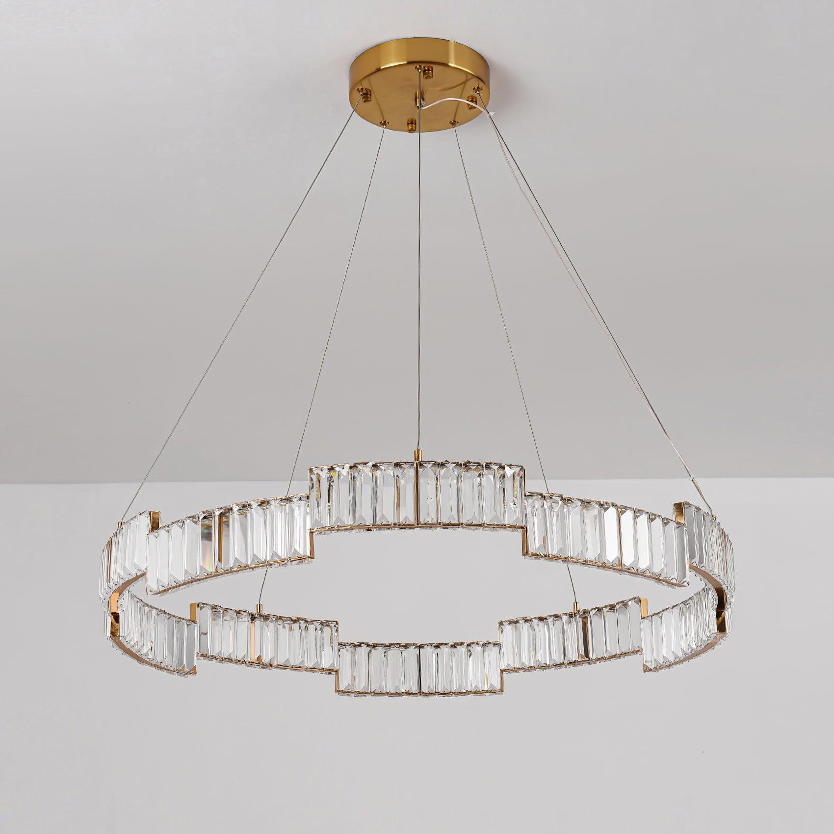 Lustra Chandelier Crystal with Gold Frame-Neutral Decor