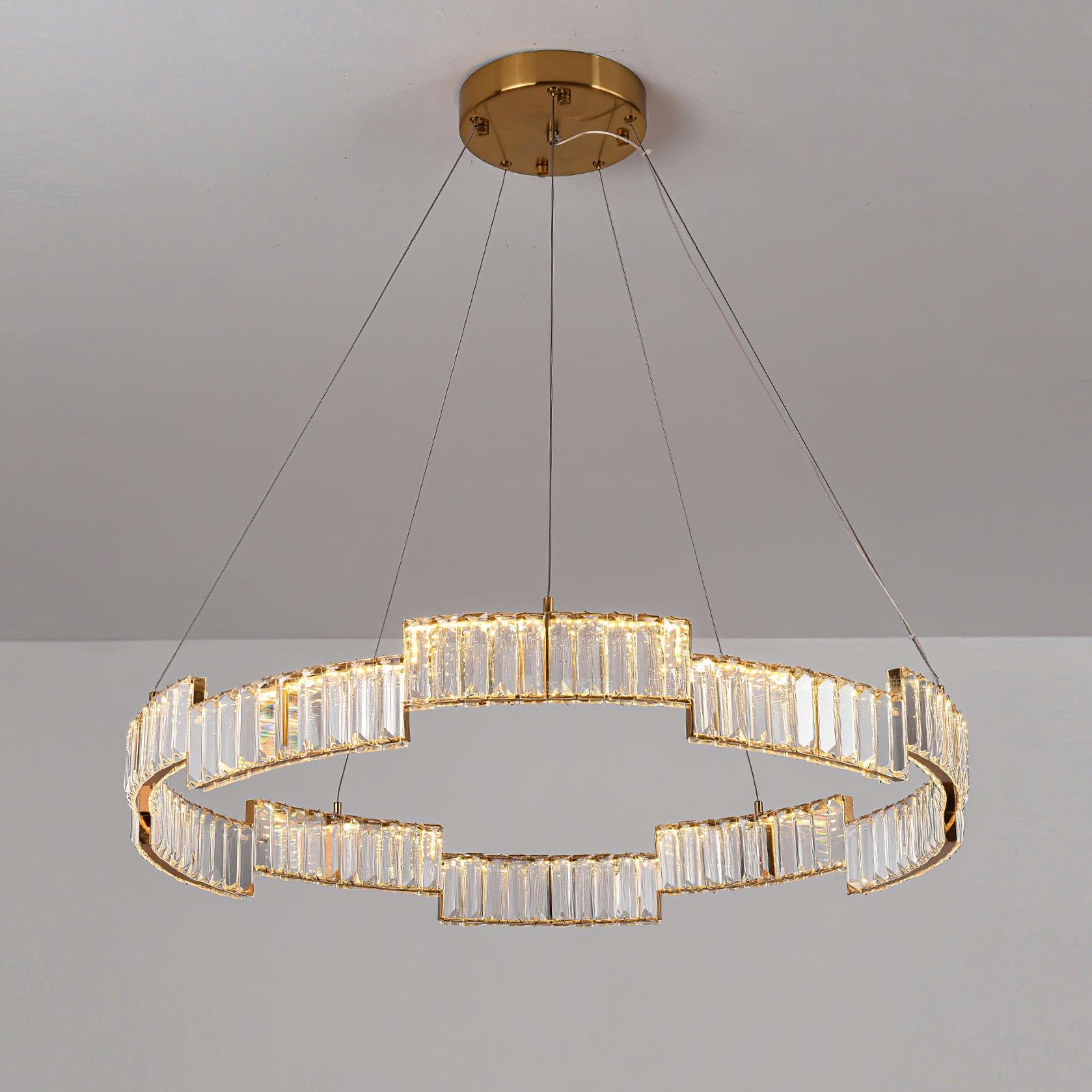 Lustra Chandelier Crystal with Gold Frame-Neutral Decor