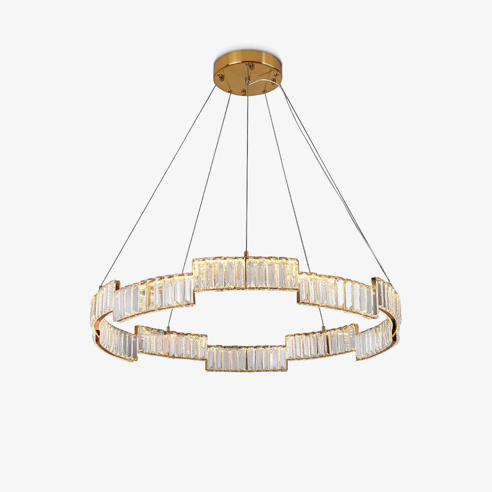 Lustra Chandelier Crystal with Gold Frame-Neutral Decor
