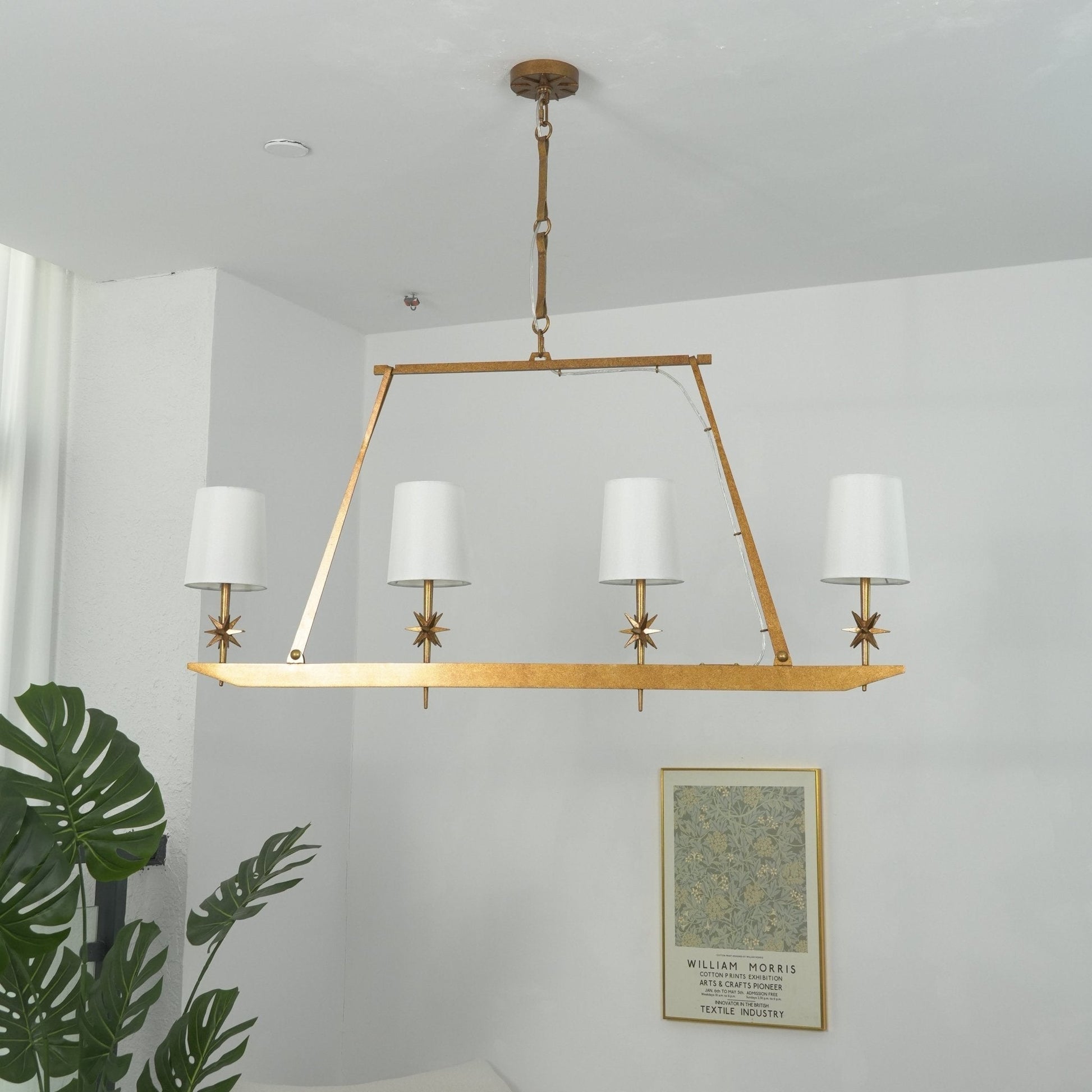 Lynve Brass Elegant Stellar Linear Chandelier-Neutral Decor