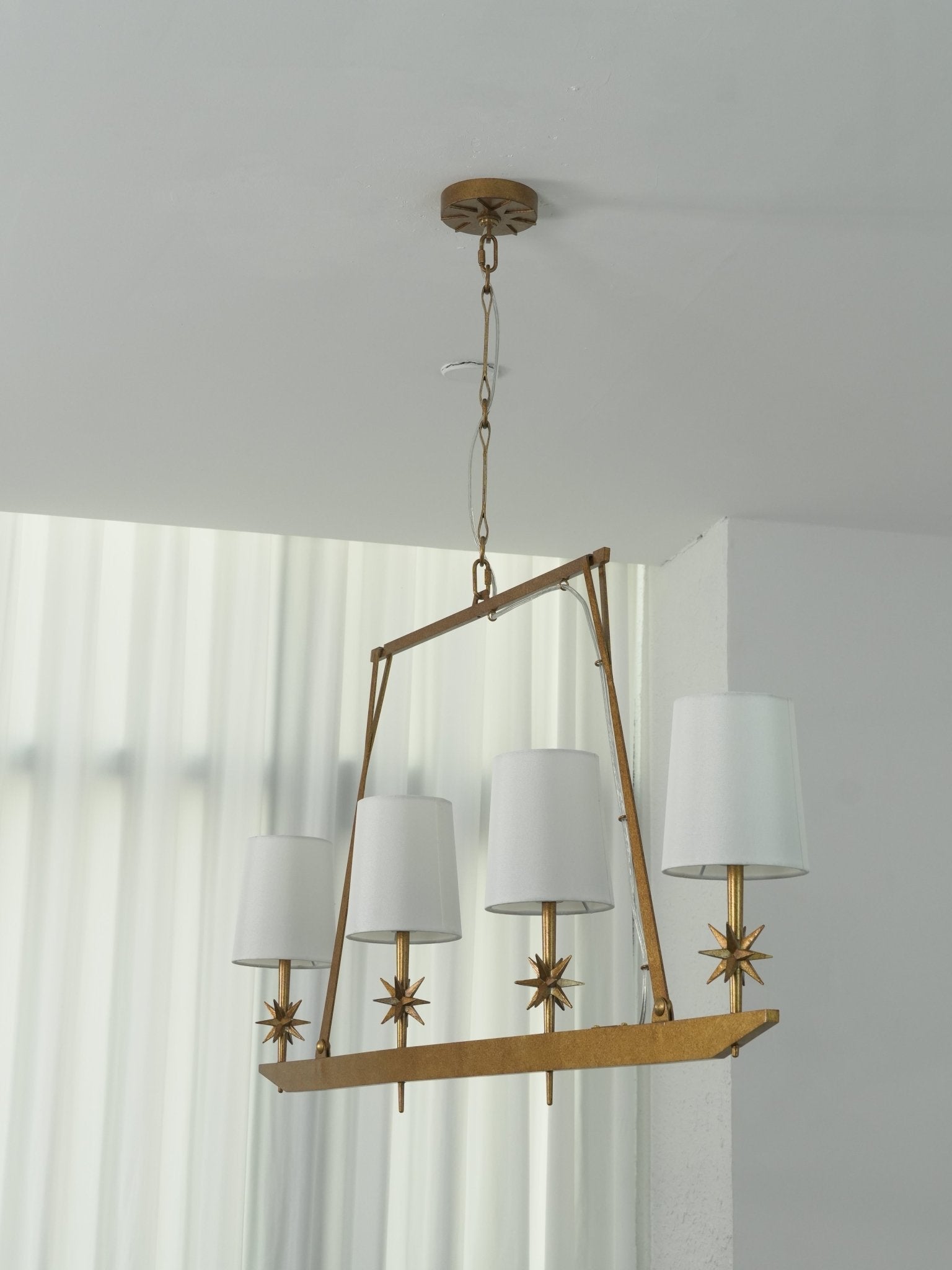 Lynve Brass Elegant Stellar Linear Chandelier-Neutral Decor