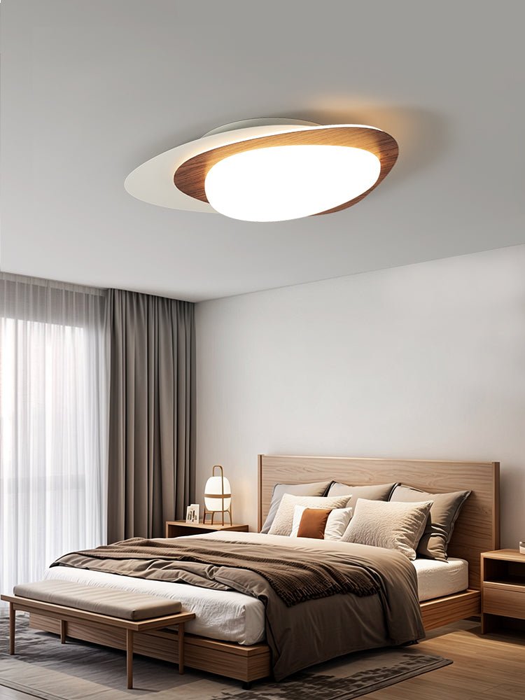 Fuji Ceiling Lamp Walnut Oval Organic LED-Neutral Decor