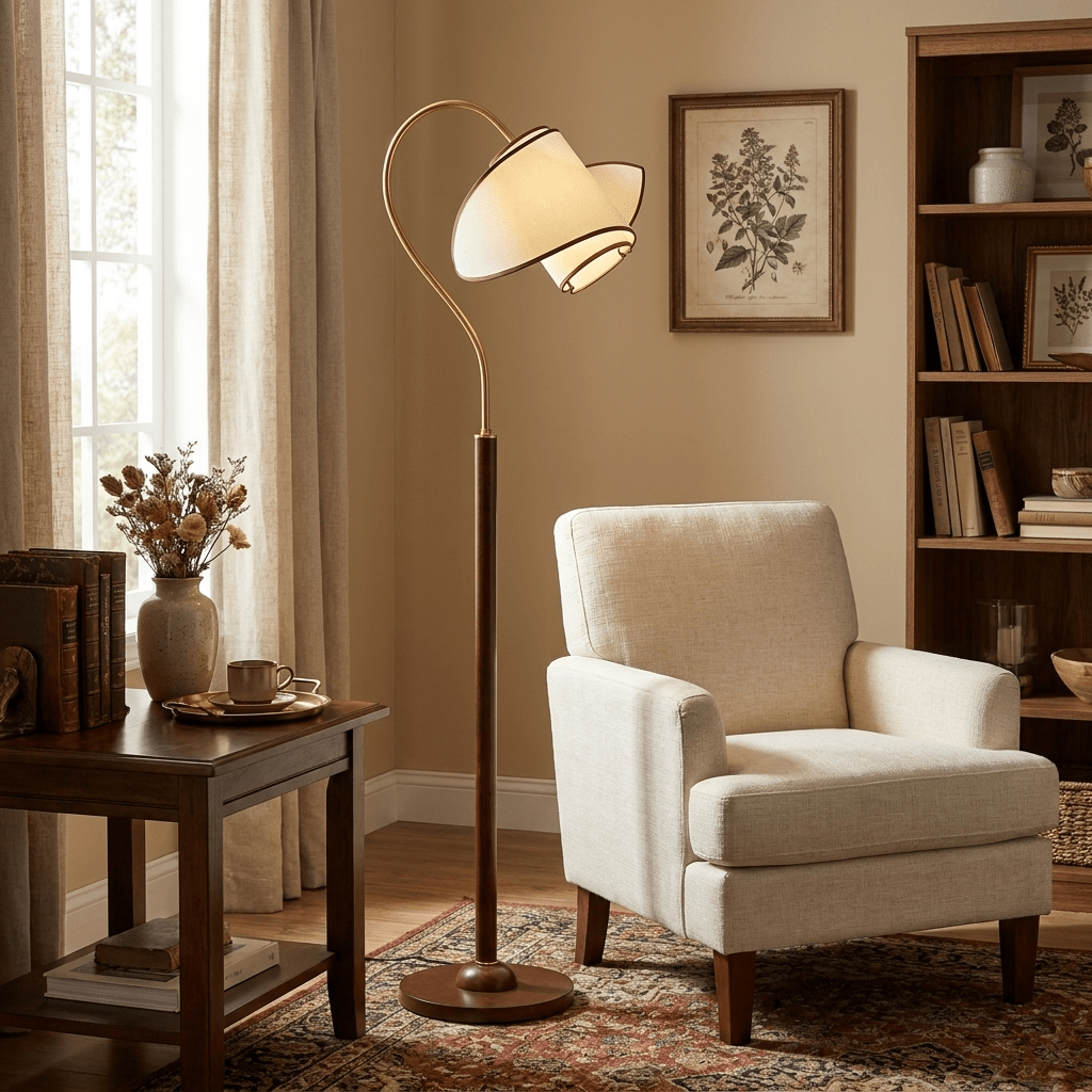 Stelmo Curved Neck Floor Lamp-Neutral Decor