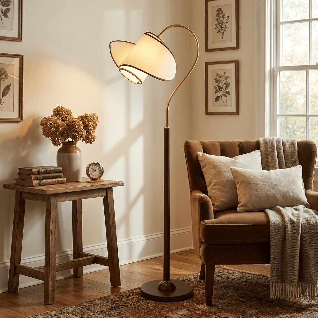 Stelmo Curved Neck Floor Lamp-Neutral Decor
