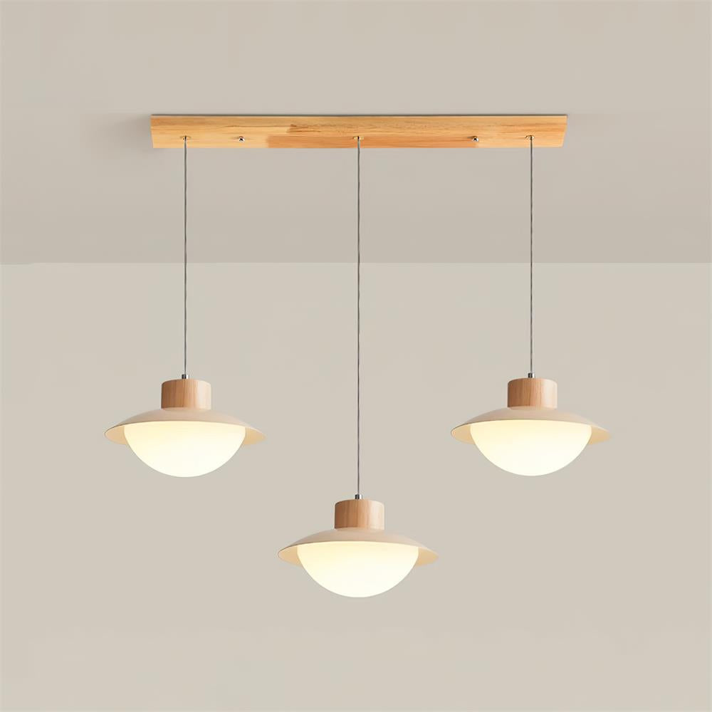 Eloria Pendant Lamp Wood PE Dome Minimalist-Neutral Decor
