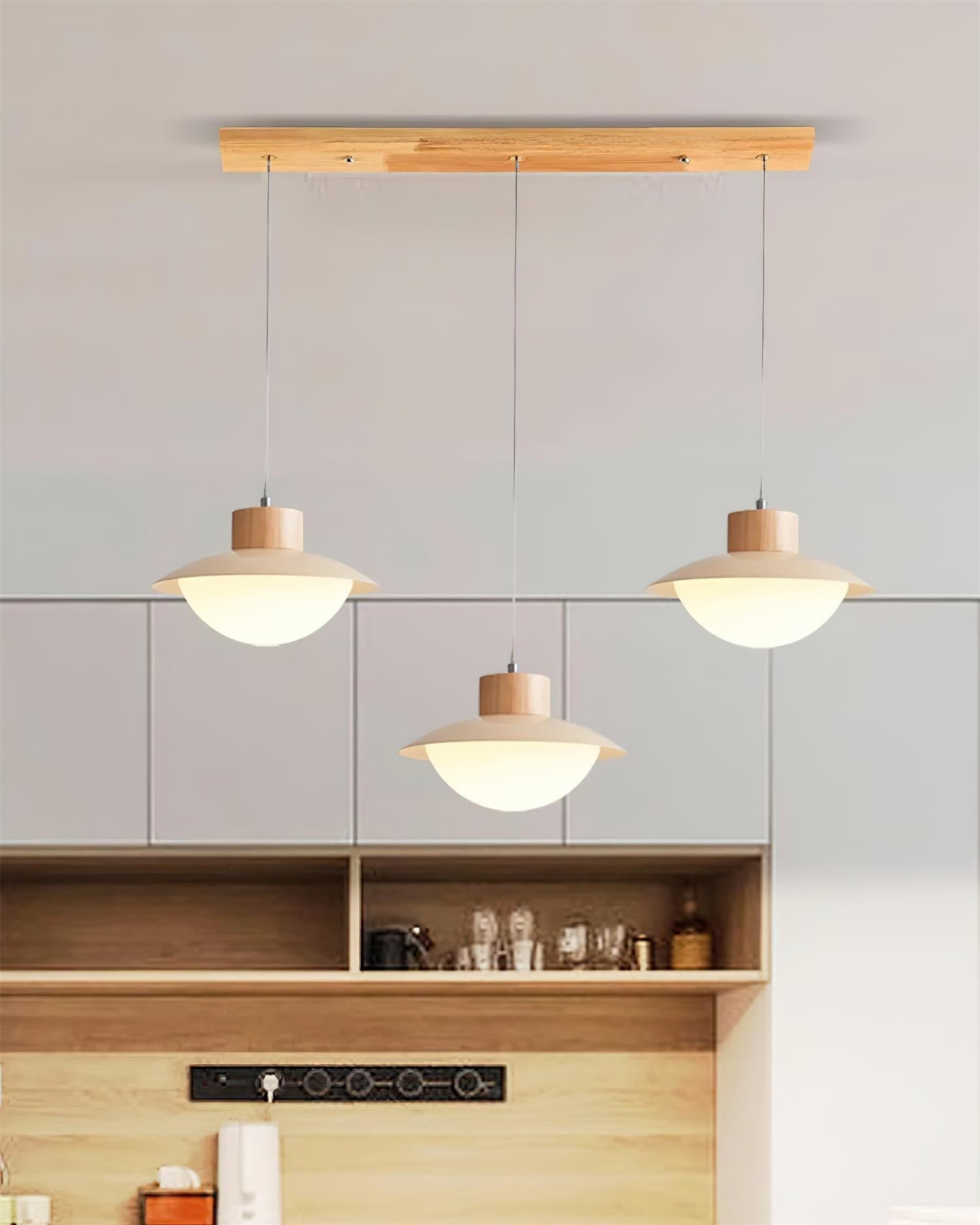 Eloria Pendant Lamp Wood PE Dome Minimalist-Neutral Decor
