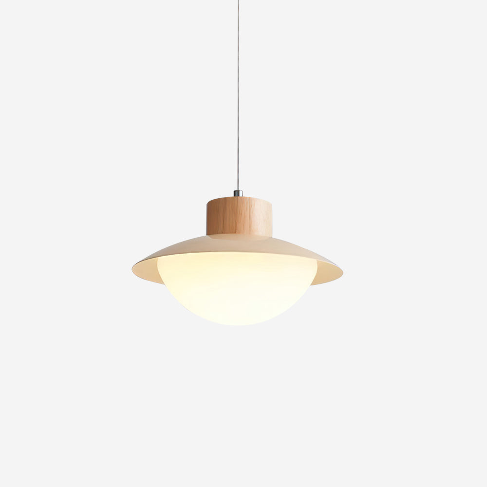 Eloria Pendant Lamp Wood PE Dome Minimalist-Neutral Decor